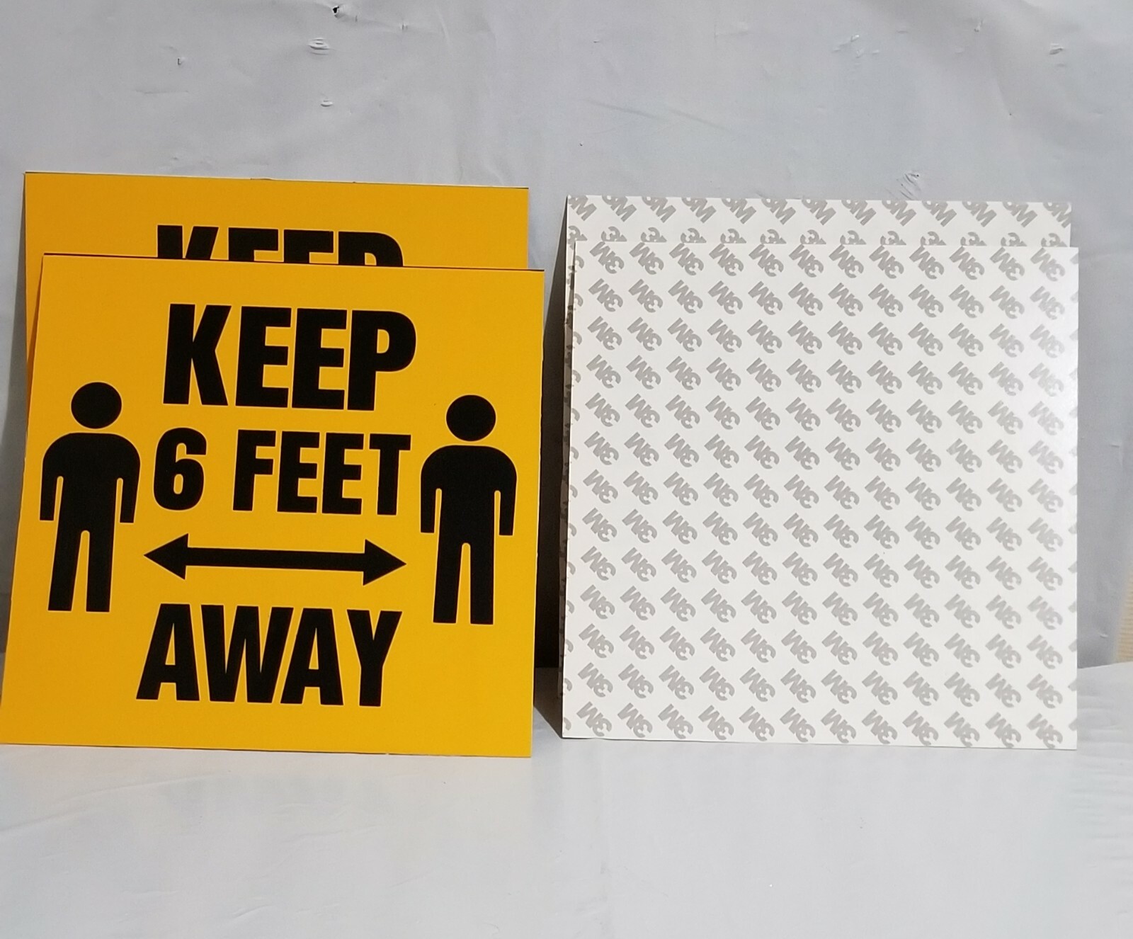 4 Pk Social Distancing Keep 6 Feet Away Office Lobby Wall Sign Notice Yellow 8″