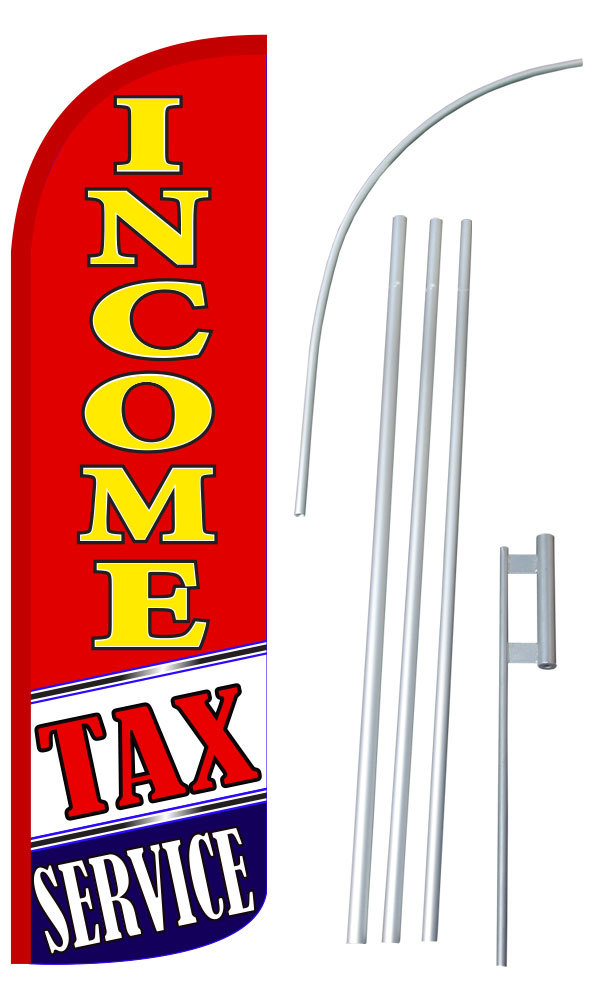 Income Tax Service Flag Flutter Feather Swooper Extra Wide Windless Bundle Kit