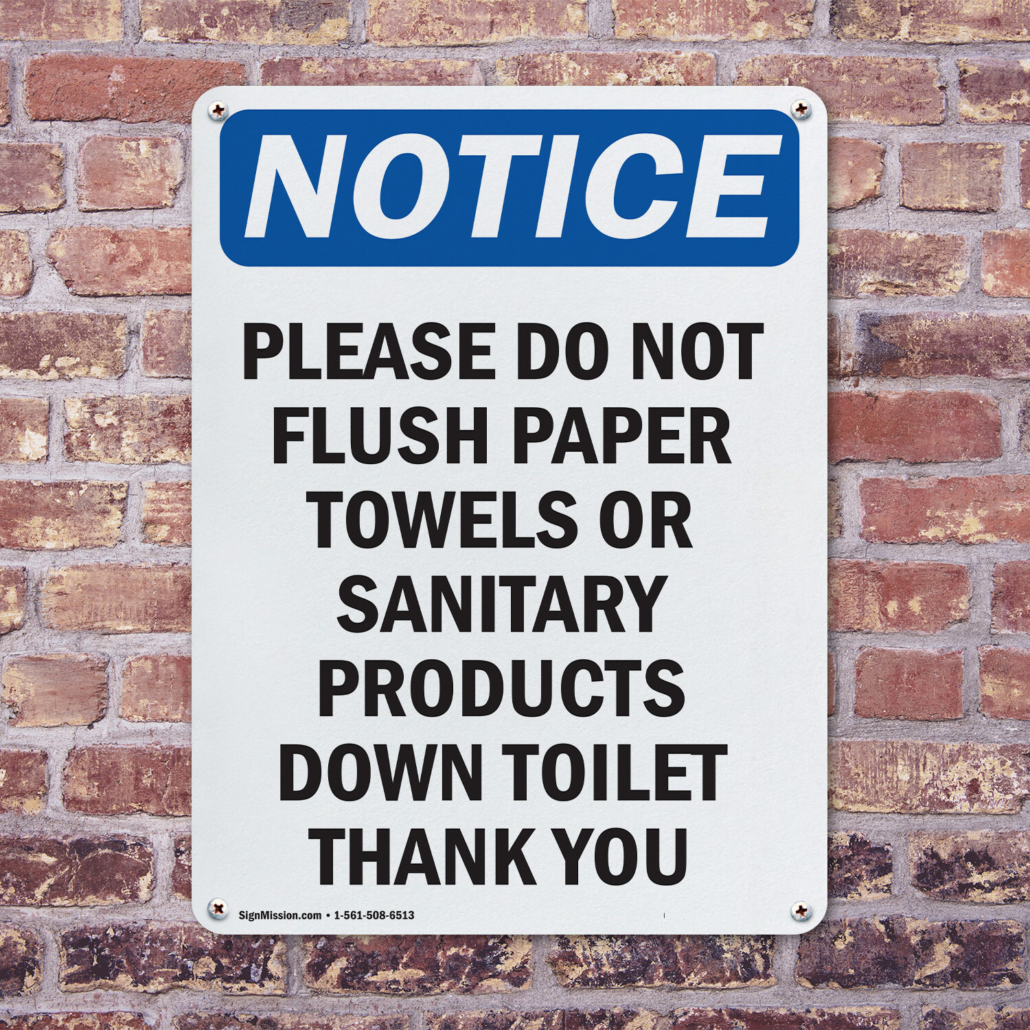 (2 Pack) Please Do Not Flush Paper Towels OSHA Notice Sign Decal Metal Plastic