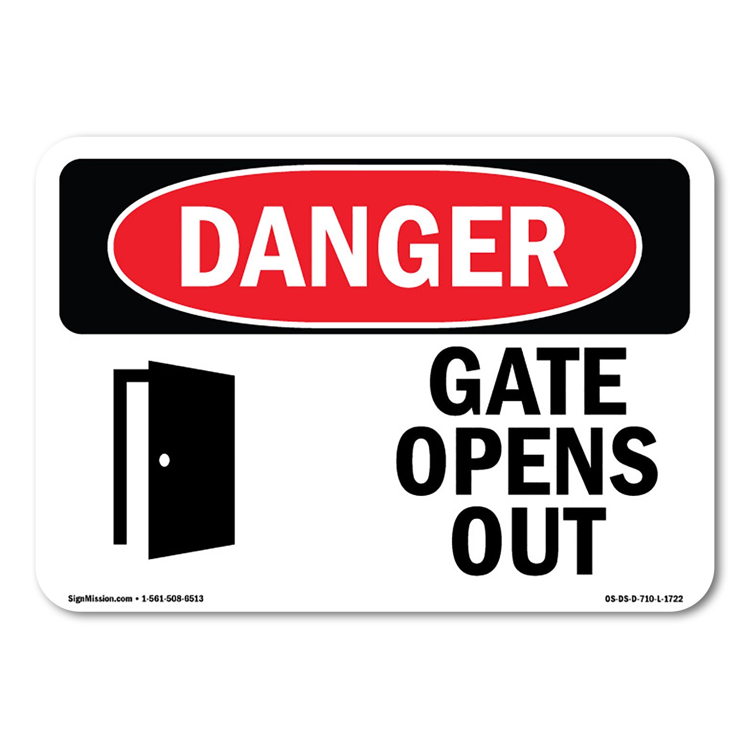 Gate Opens Out ANSI Danger Sign Metal Plastic Decal