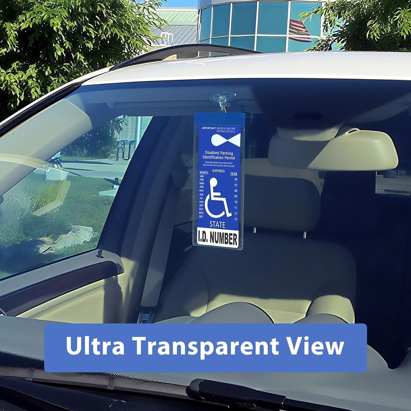 LotFancy Handicap Placard Holder for Auto, Pack of 3, Disabled 3 Pack, Clear