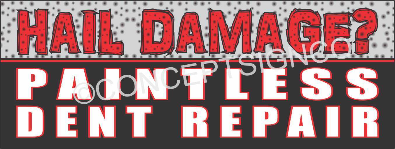 2’X5′ PAINTLESS DENT REPAIR BANNER Outdoor Sign Auto Hail Damage Repairs Fix