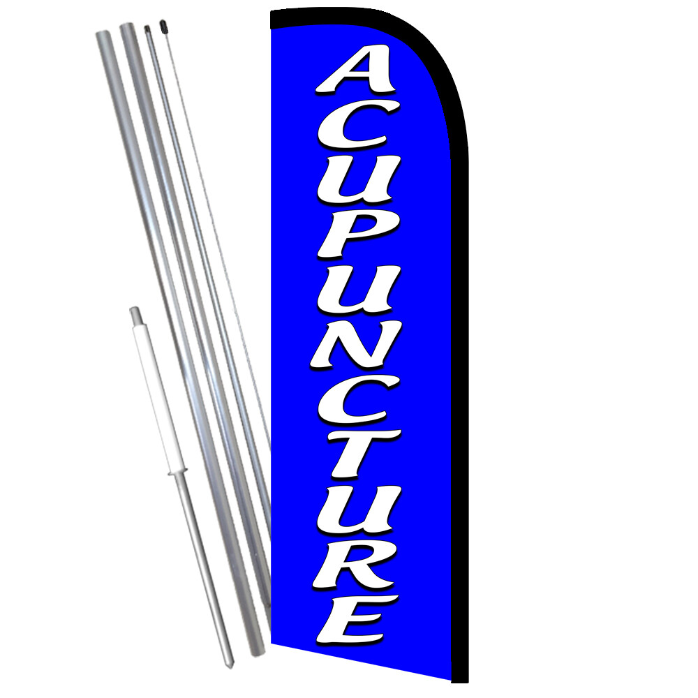 ACUPUNCTURE Premium Windless Feather Flag Bundle (Complete Kit) OR Optional Repl