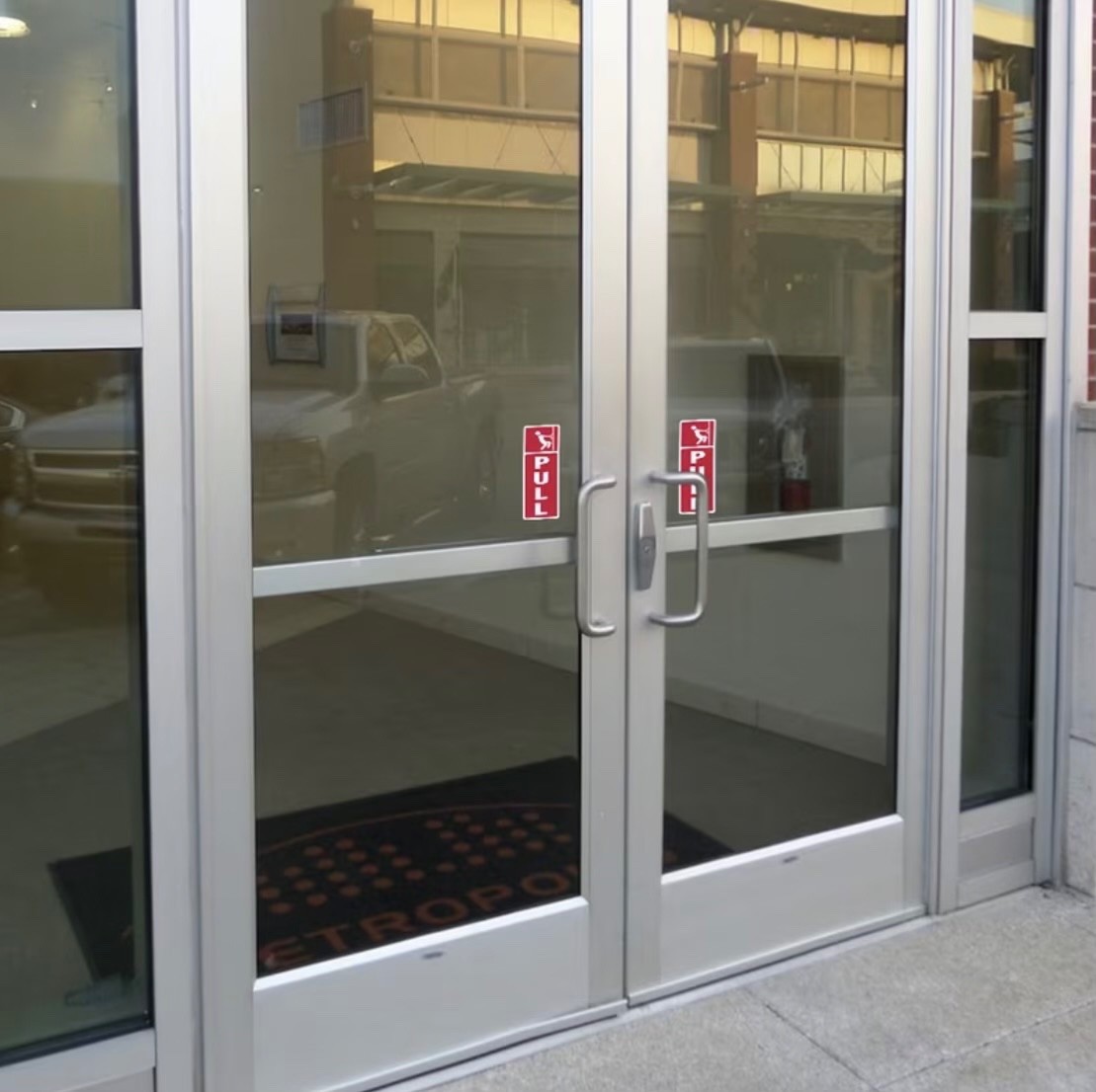 Push or Pull Vertical Vinyl Door Sign Sticker Office Gym Gas Station