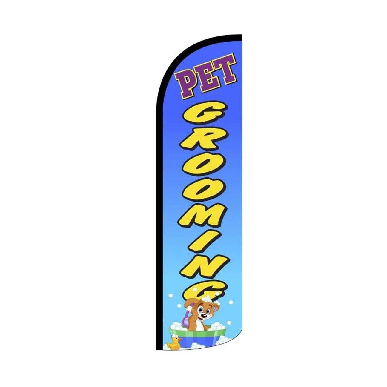 Pet Grooming Swooper Flutter Feather Flag | 3ft W x 11.5ft Tall
