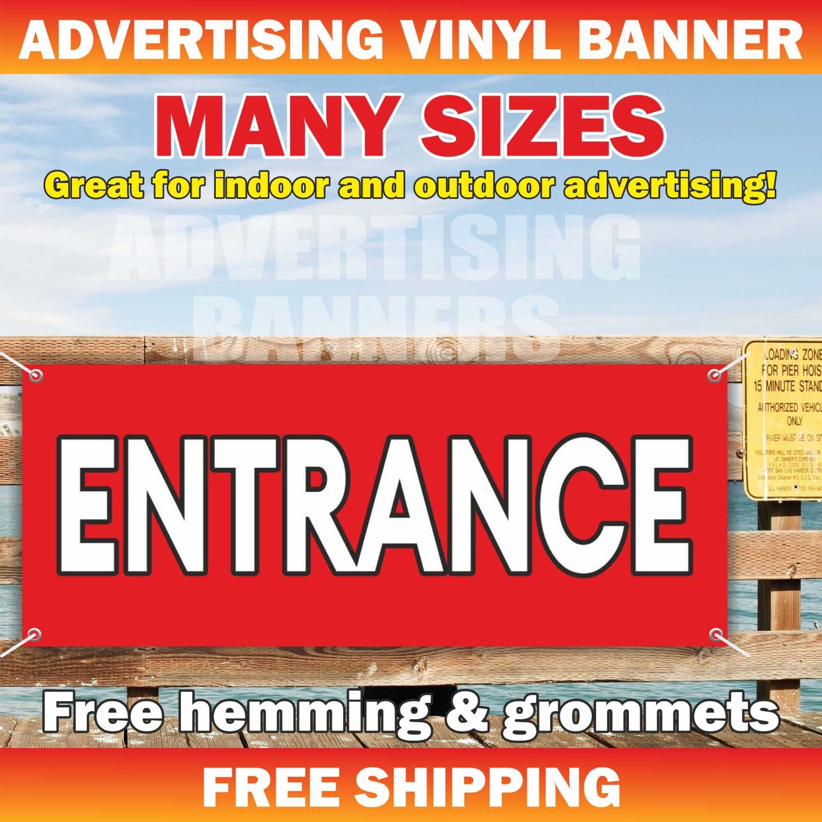 ENTRANCE Advertising Banner Vinyl Mesh Sign Parking Shop Fireman Warning Exit