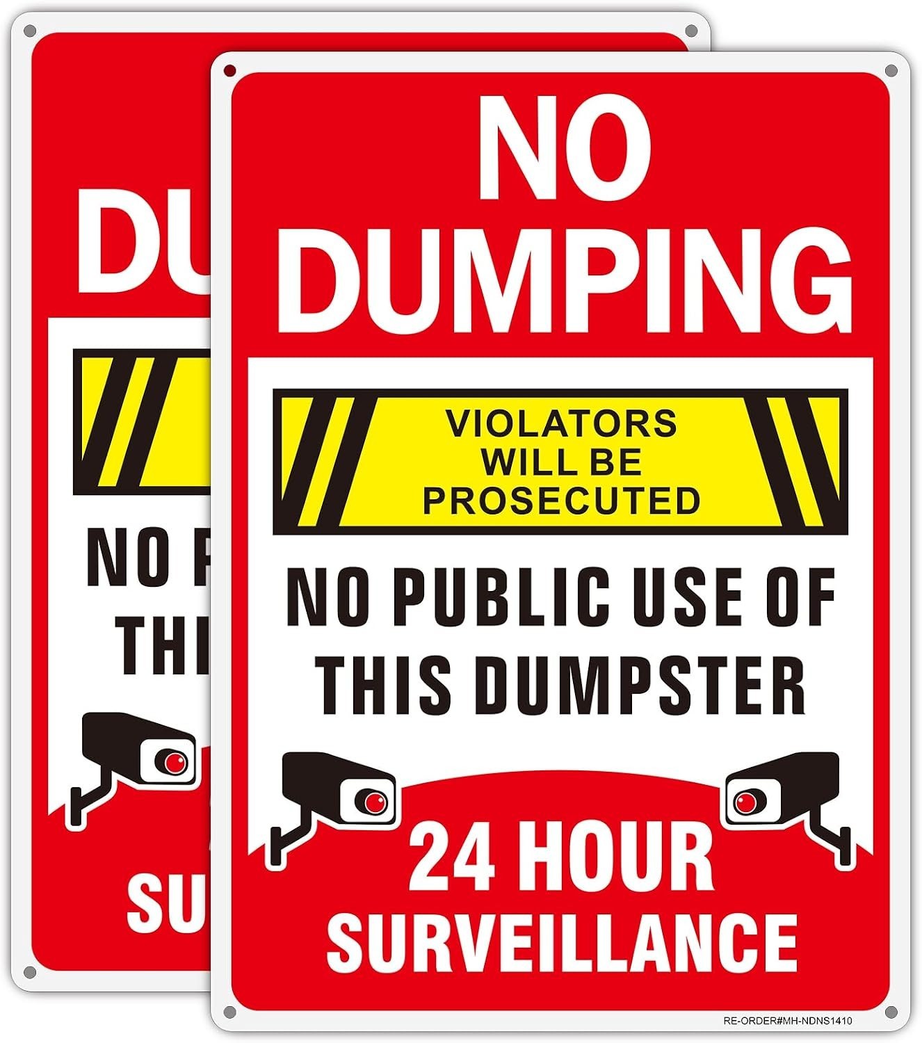 No Dumping Signs-2 Pack, 14X10Inch Aluminum No Public Use of Dumpster Sign