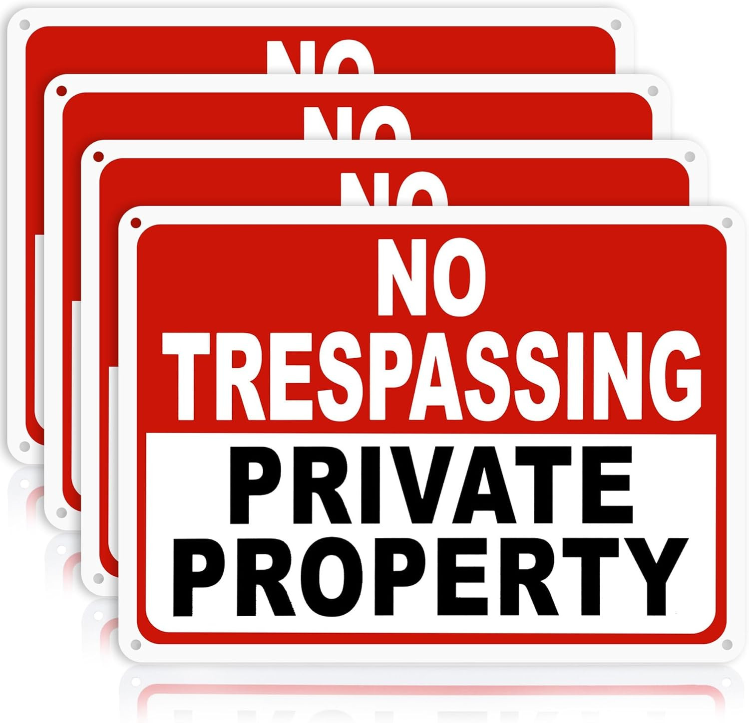 4 Pack Large No Trespassing Signs Private Property – 14X10 Inch 40 Mil Heavy Dut