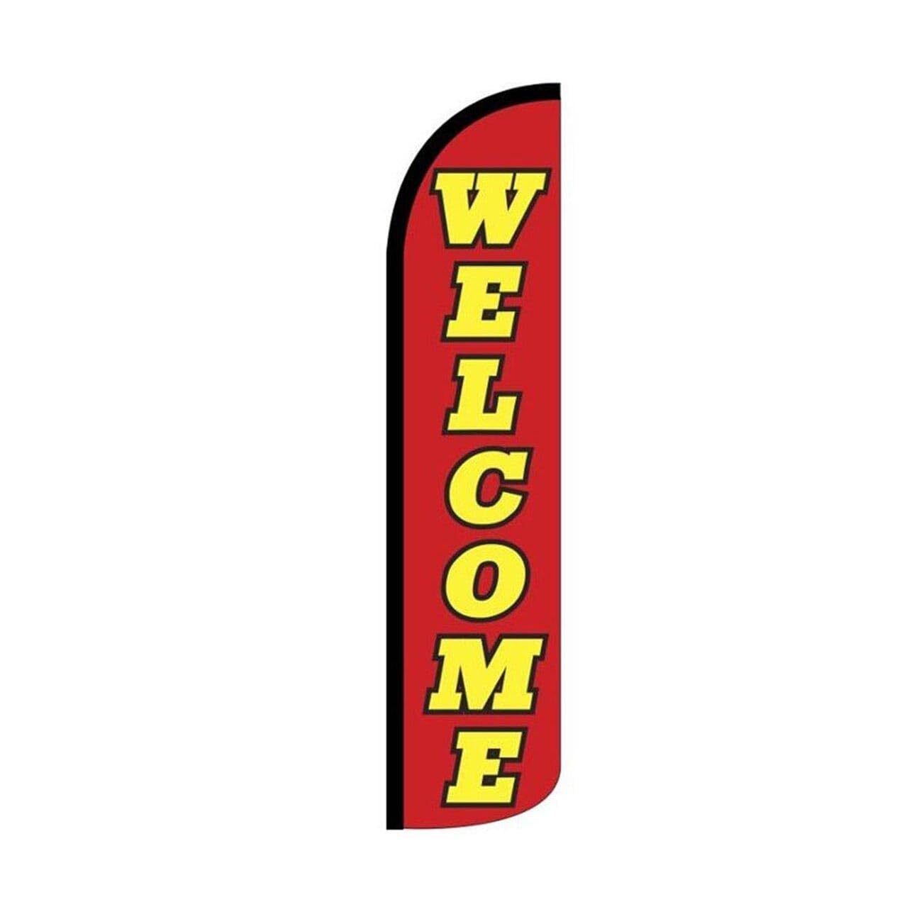 Welcome Red & Yellow Swooper Flutter Feather Flag | 3ft W x 11.5ft Tall