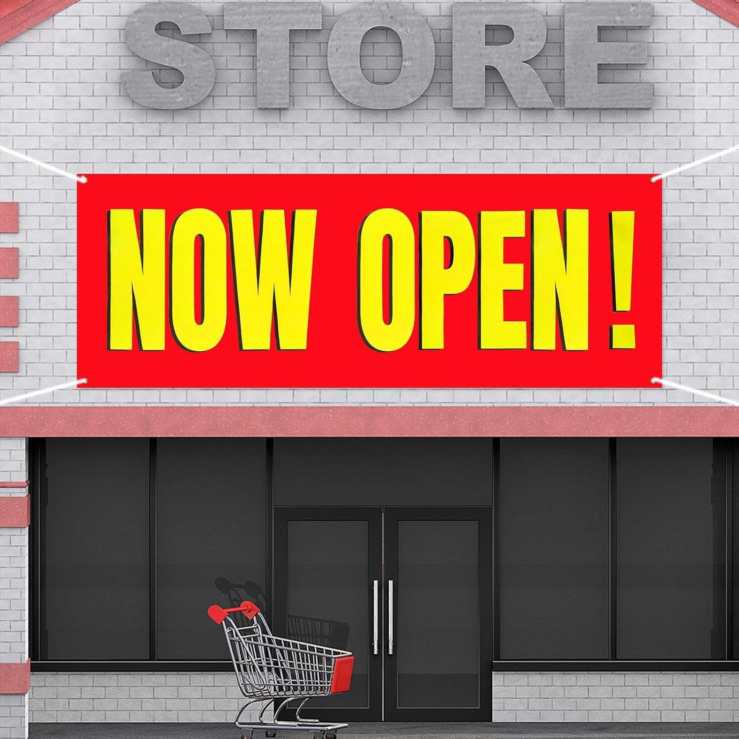Bright 3×8 Feet Now Open Banner with Rope – Attention-Grabbing Business Signage