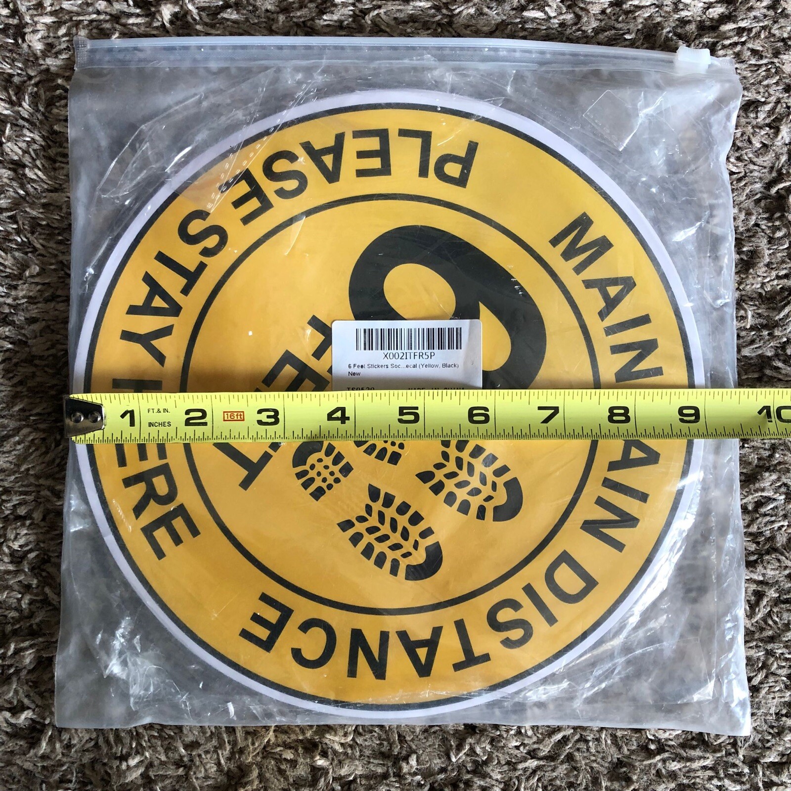 25 Pack Social Distancing Floor Decals (9”) 6 Feet Apart Floor Sticker