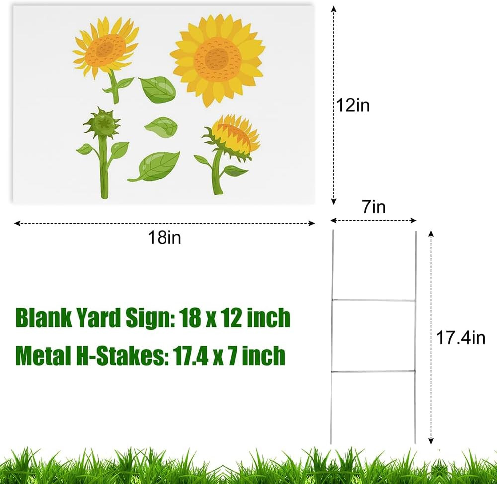 10 Pack 18 X 12 Inches White Corrugated Plastic Yard Sign with Metal Stakes for