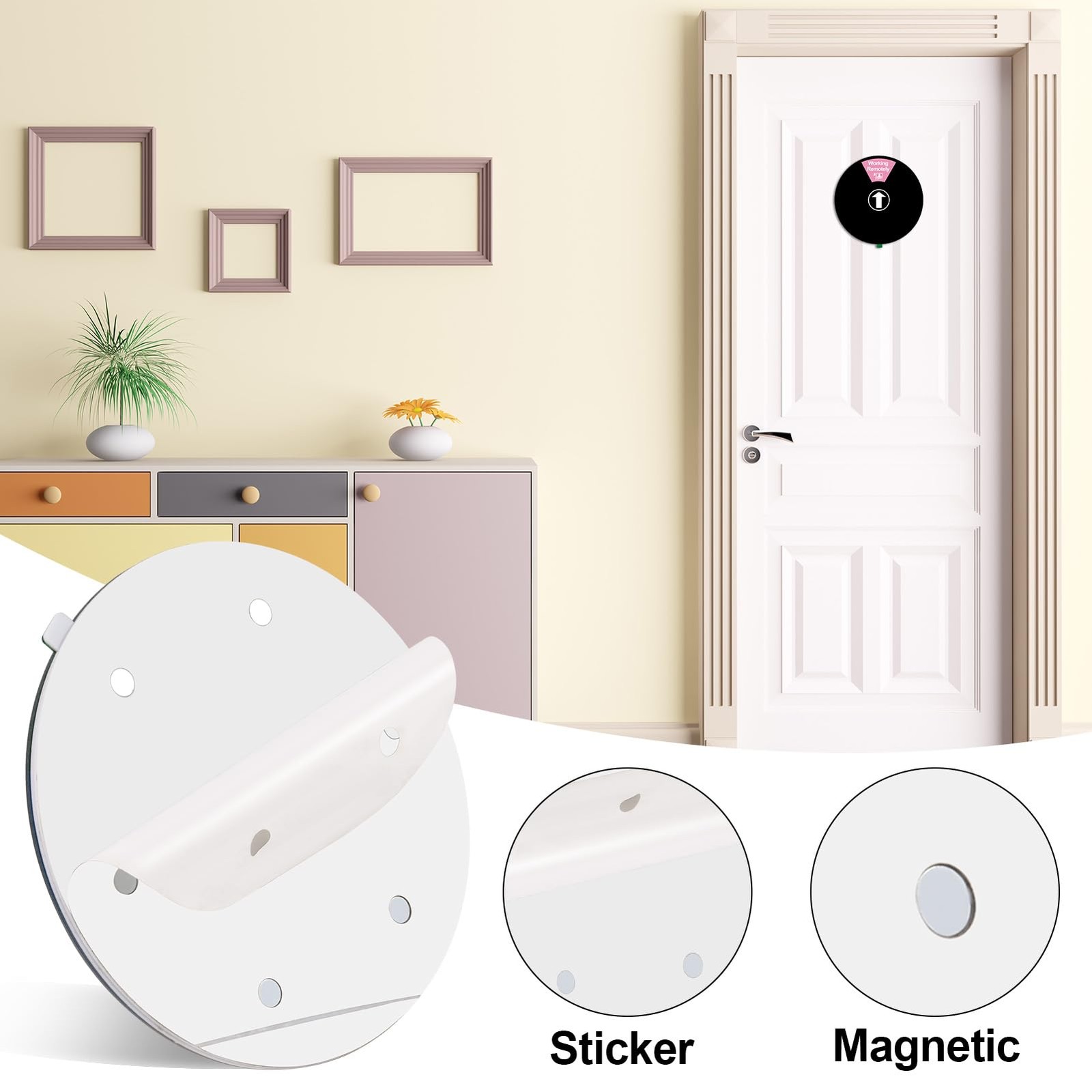 3 PCS Office Door Sign 6 Inch Wheel Privacy Do Not Disturb Please Knock Black