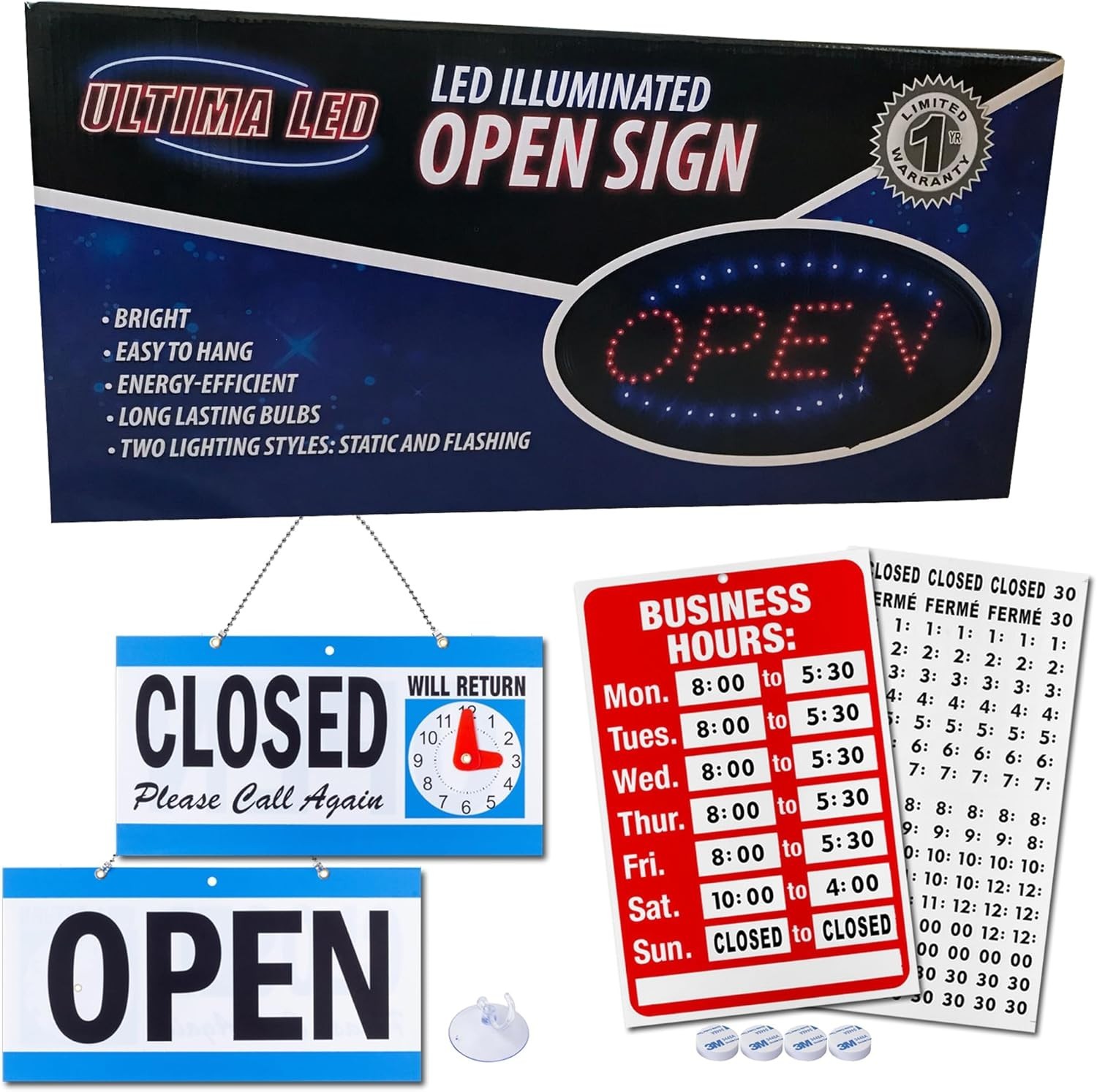 Energy-Efficient Neon Open Sign 17×10 with Custom Hours – Attract New Customers