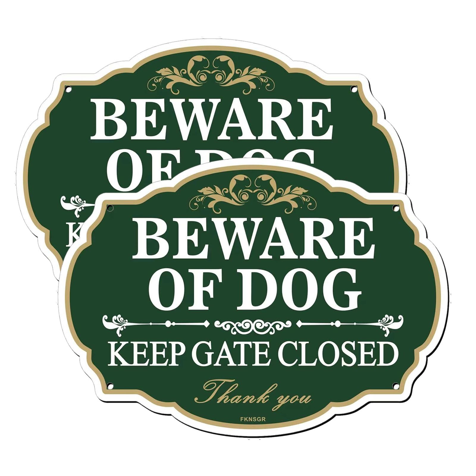 10×7 Inch Rust Free Aluminum Beware Of Dog Keep Gate Closed Yard Sign 2 PCS