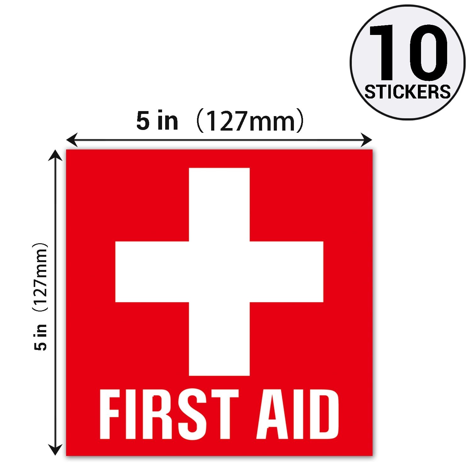 First Aid Kit Sign Sticker, 10 First Aid with Cross Symbol Sticker for Car, O…