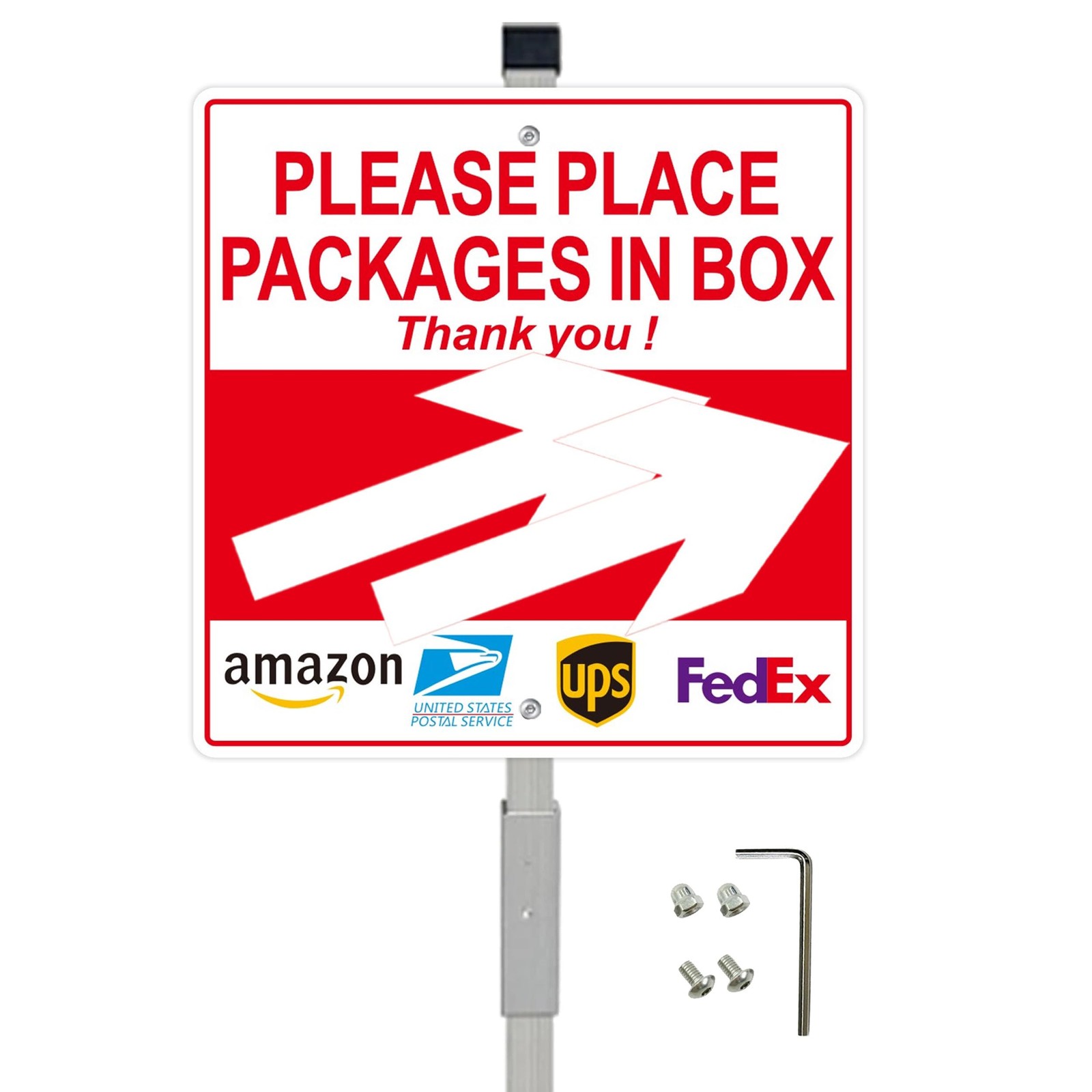 （1 Pack）Package Delivery Sign with 28 Inch Aluminum alloy Post Stakes, Two Ad…