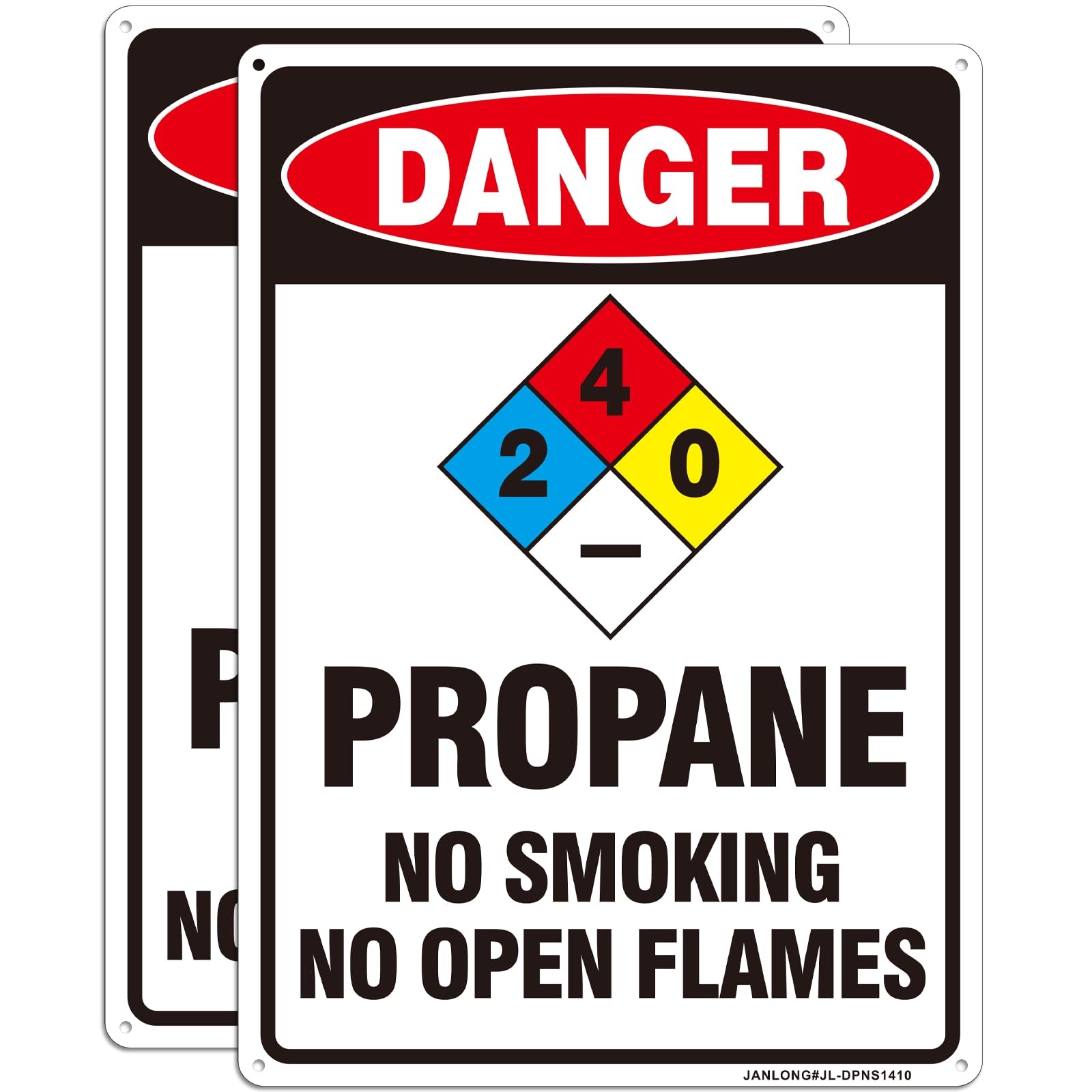 2 Pack “Danger- Propane No Smoking No Open Flames” Signs, Large 14″ x 10″ Alu…