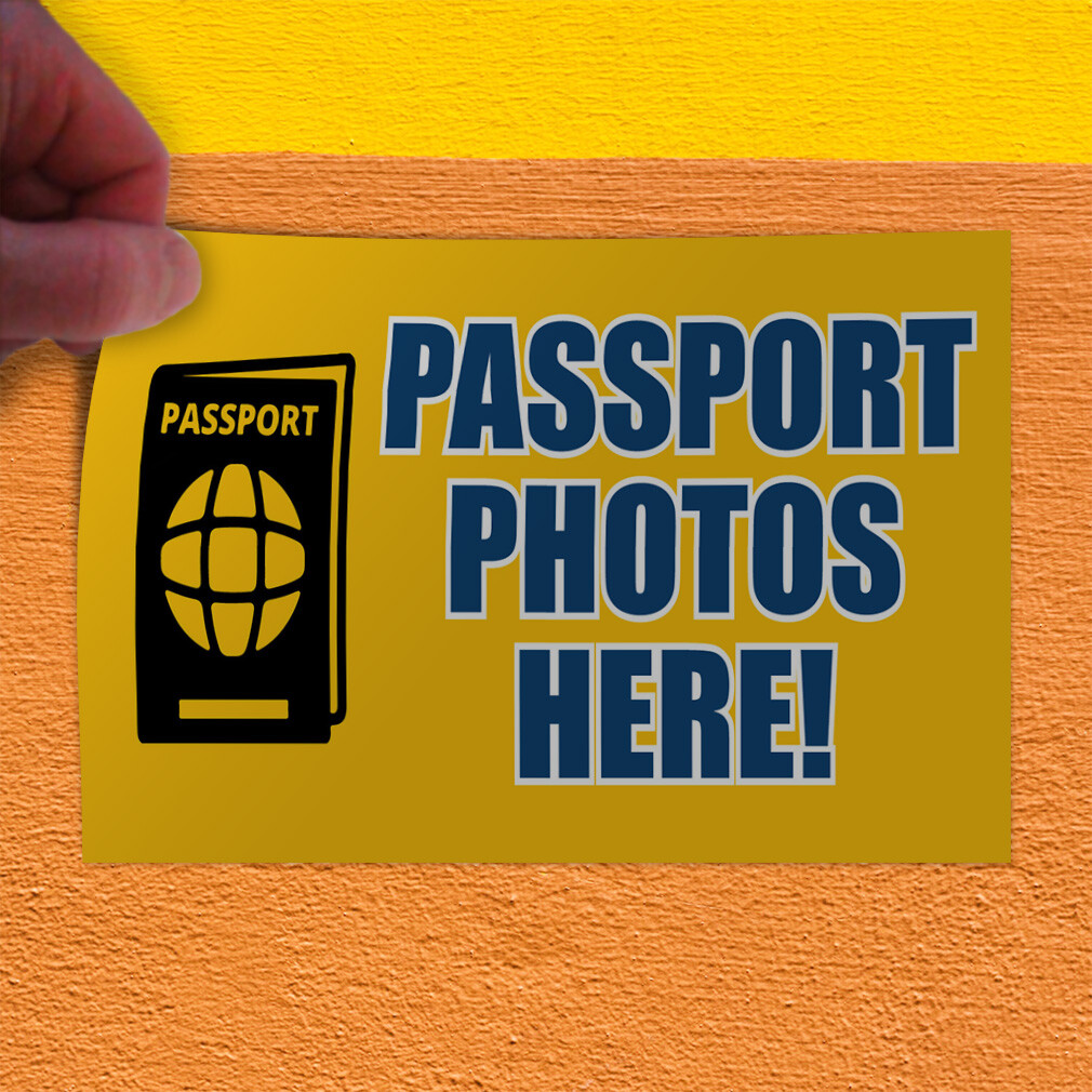 Decal Stickers Passport Photos Here! Advertising Printing Vinyl Store Sign Label
