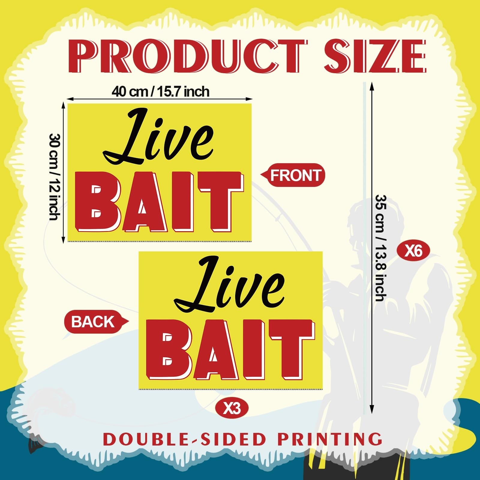 3 Pack Live Bait Yard Signs with Stakes – Double Sided Weatherproof Lawn Adverti