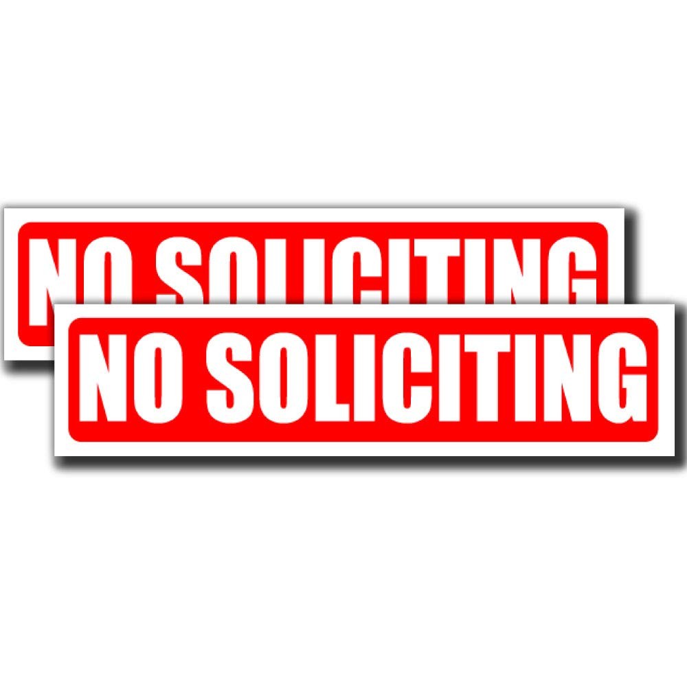 2 Pack 8×2 Inch No Soliciting Sign Vinyl Decal Signs for Door or Window