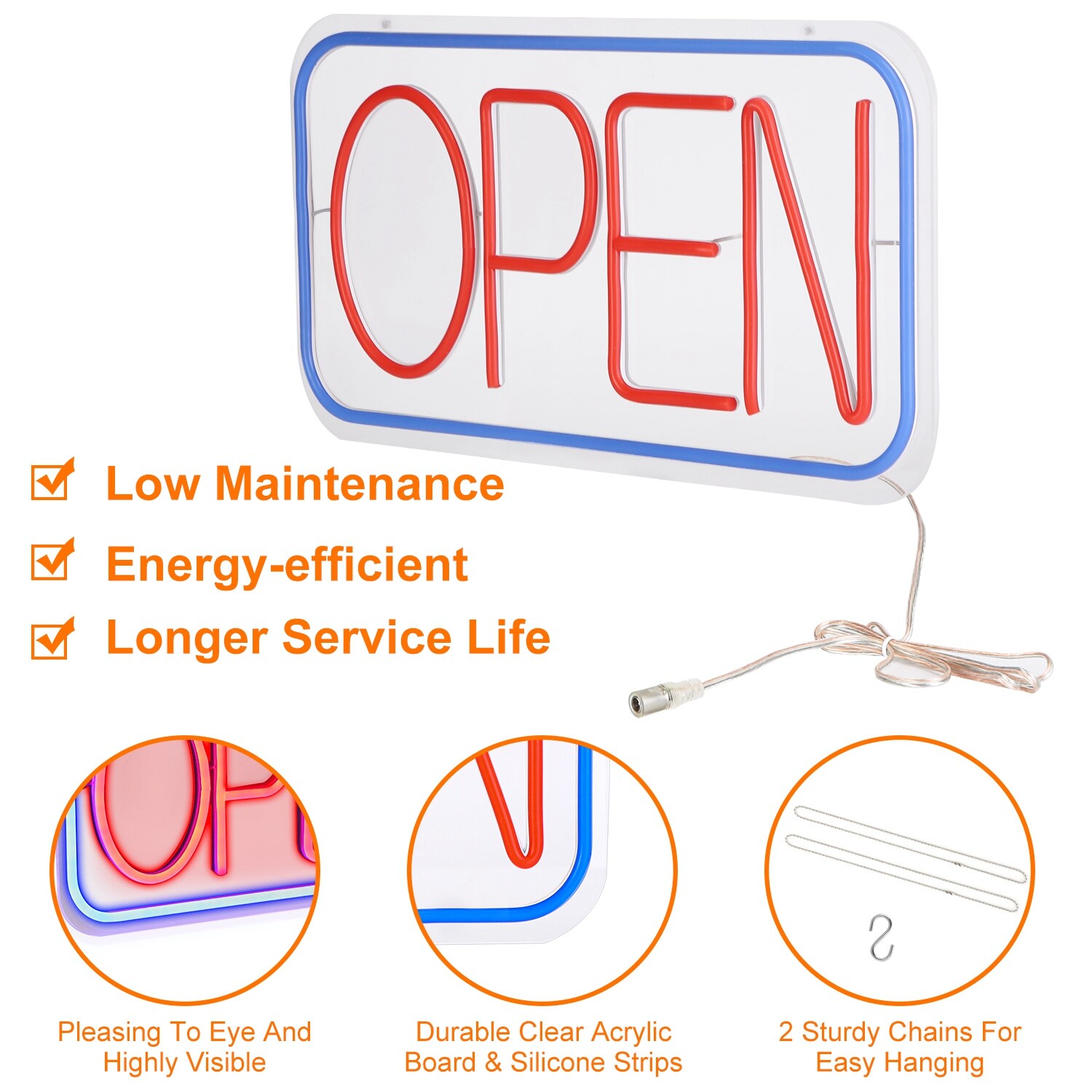 Large LED Open Sign Bright Neon Light for Restaurant Bar Pub Shop Store Business