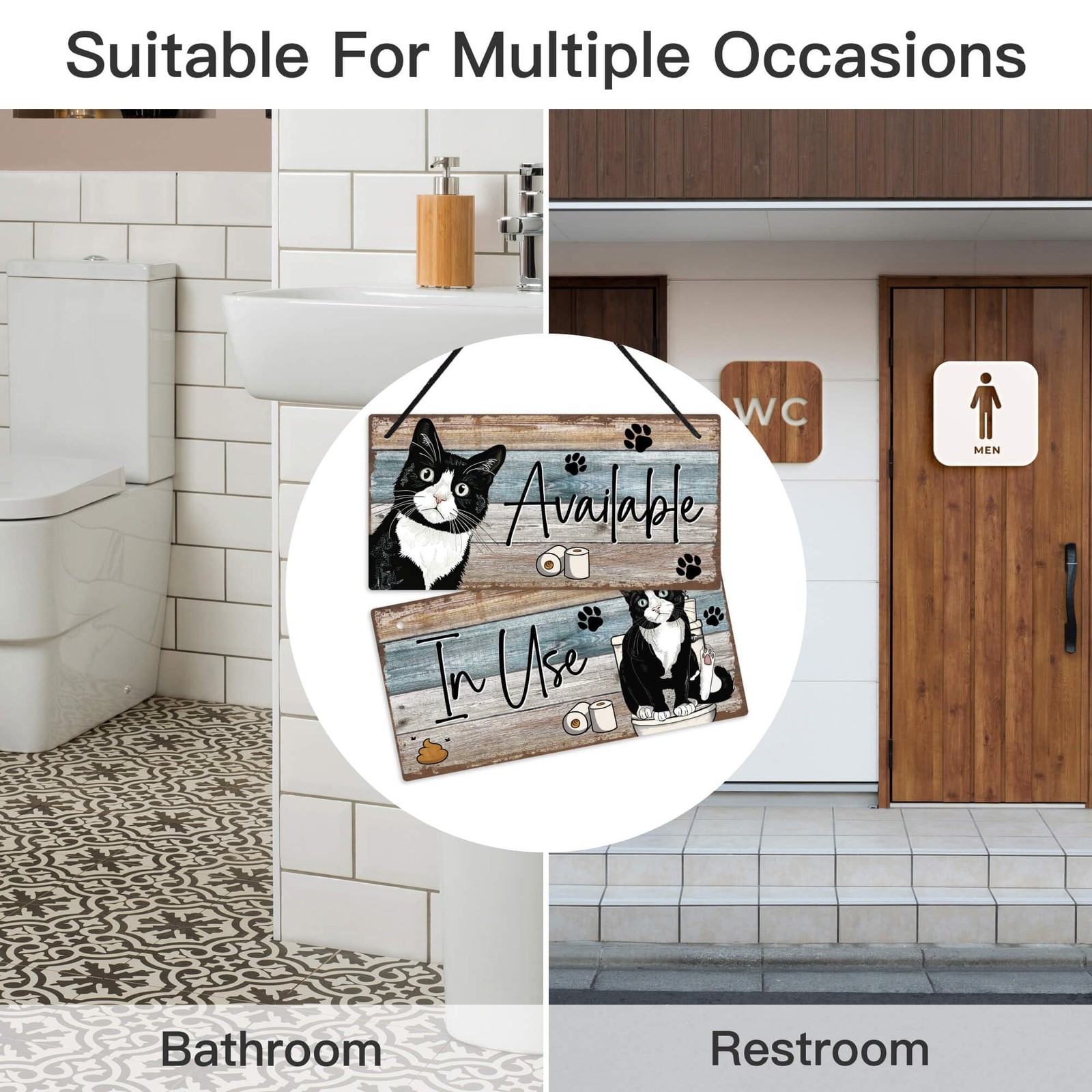Restroom Door Sign, In Use Available Bathroom Door Double Sided, Vacant Occup…