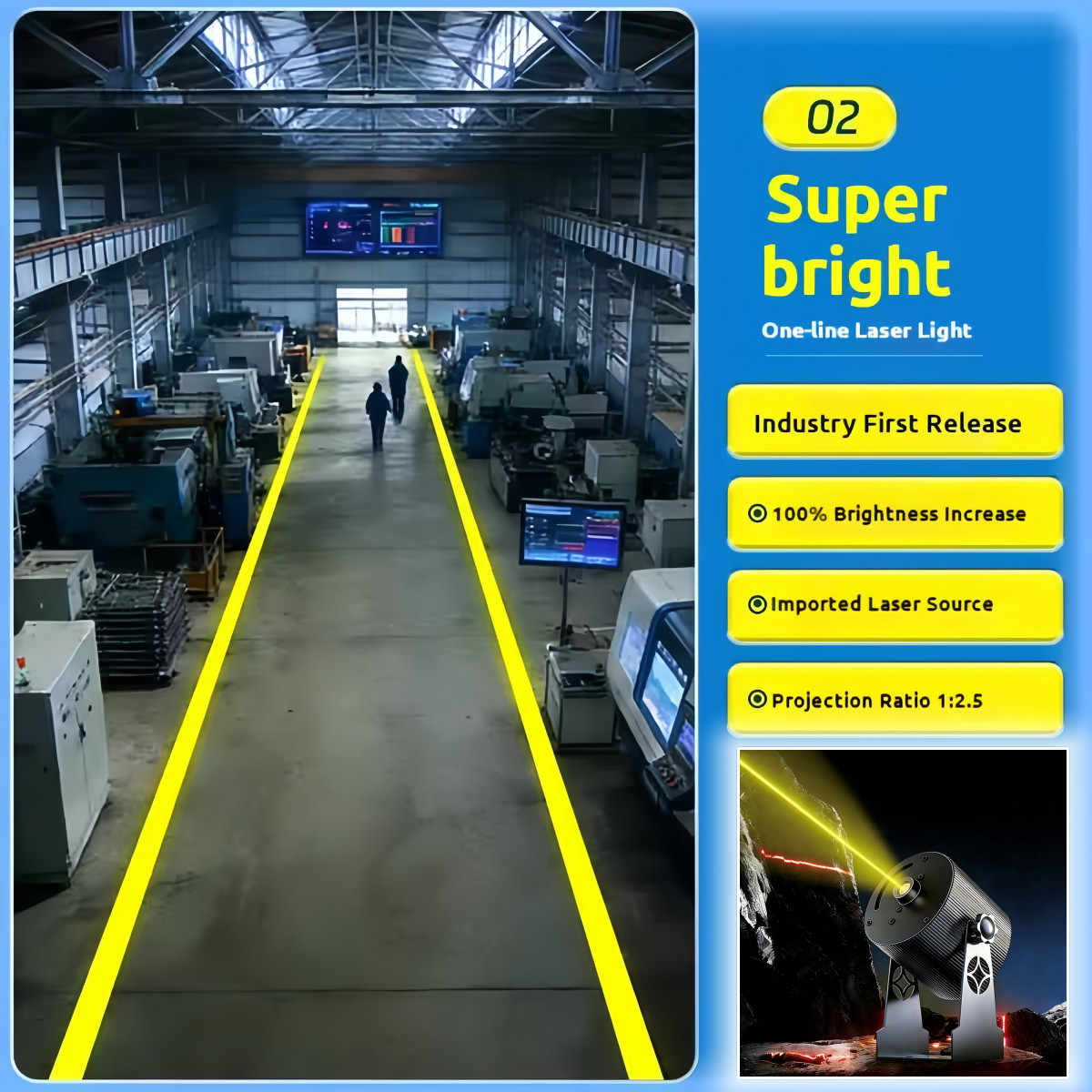 Premium 40W Yellow Line Light Laser Warning Porjector for Industrial Warehouse