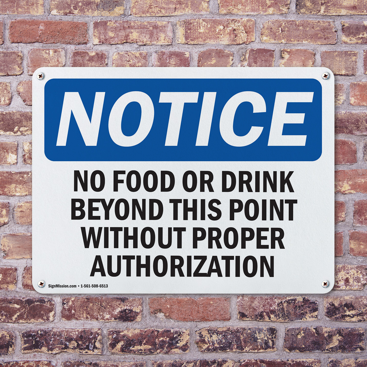 (2 Pack) No Food Or Drink Beyond This Point Without OSHA Notice Sign Decal Metal