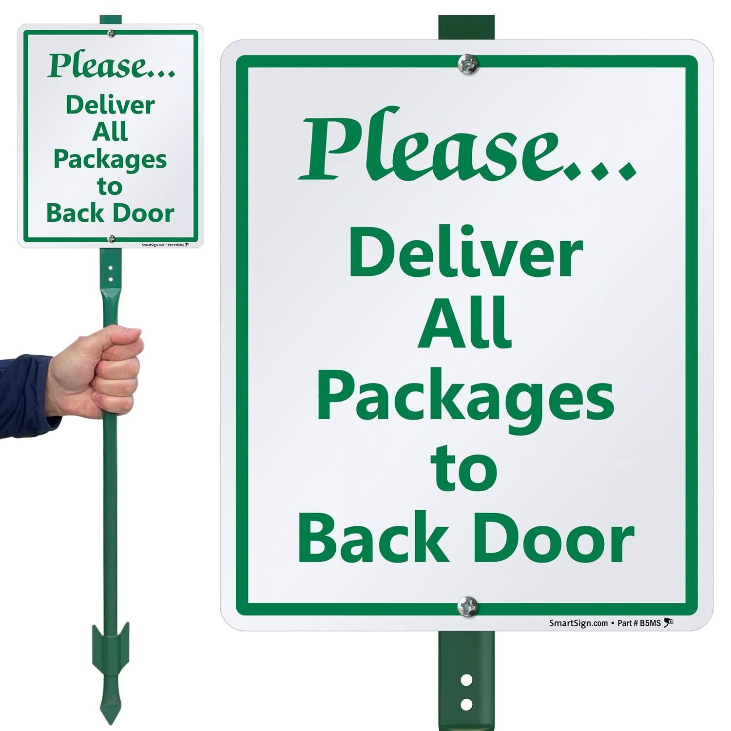 Please Deliver All Packages to Back Door – 10×12 Aluminum Lawn Sign with 3′ Stak