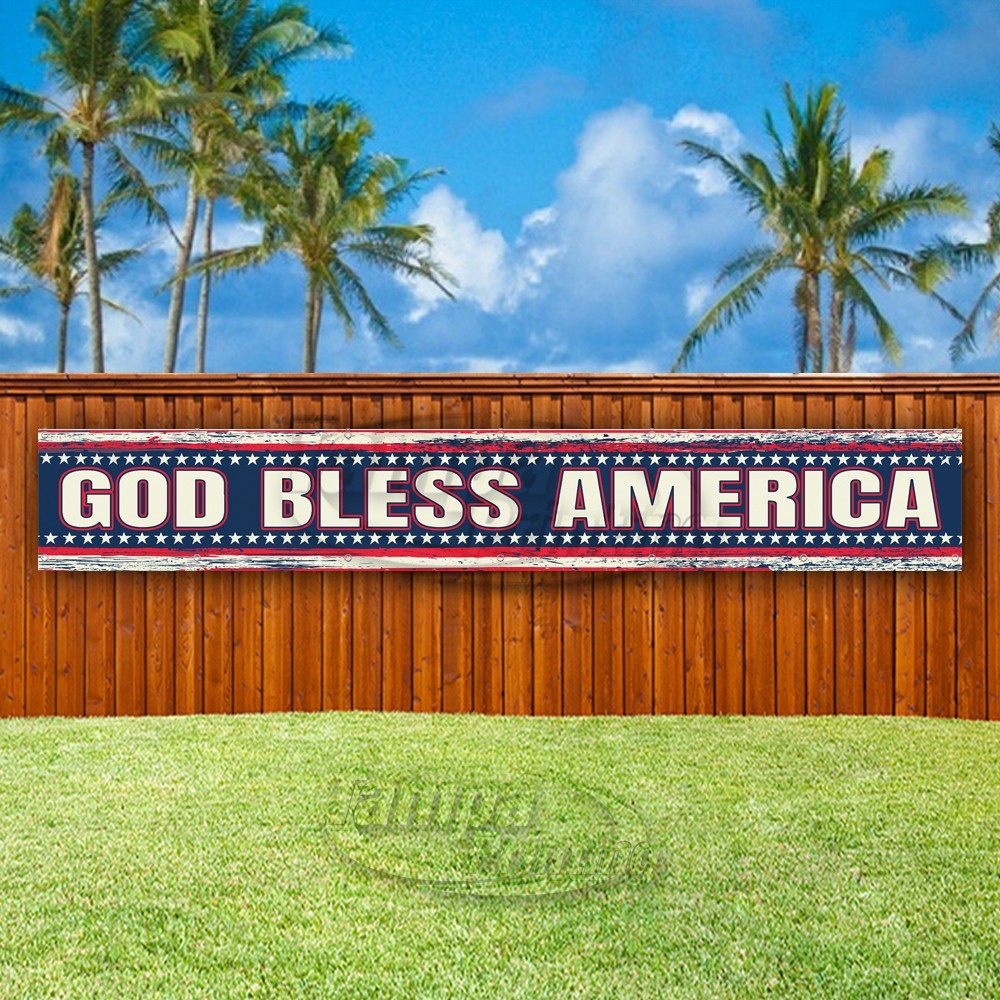 GOD BLESS AMERICA Advertising Vinyl Banner Flag Sign USA XL01611