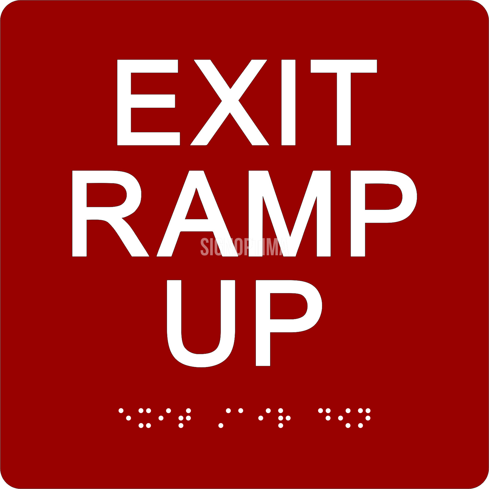 SignOptima™️ ADA Compliant EXIT RAMP UP Sign,Acrylic Braille 6″x6″