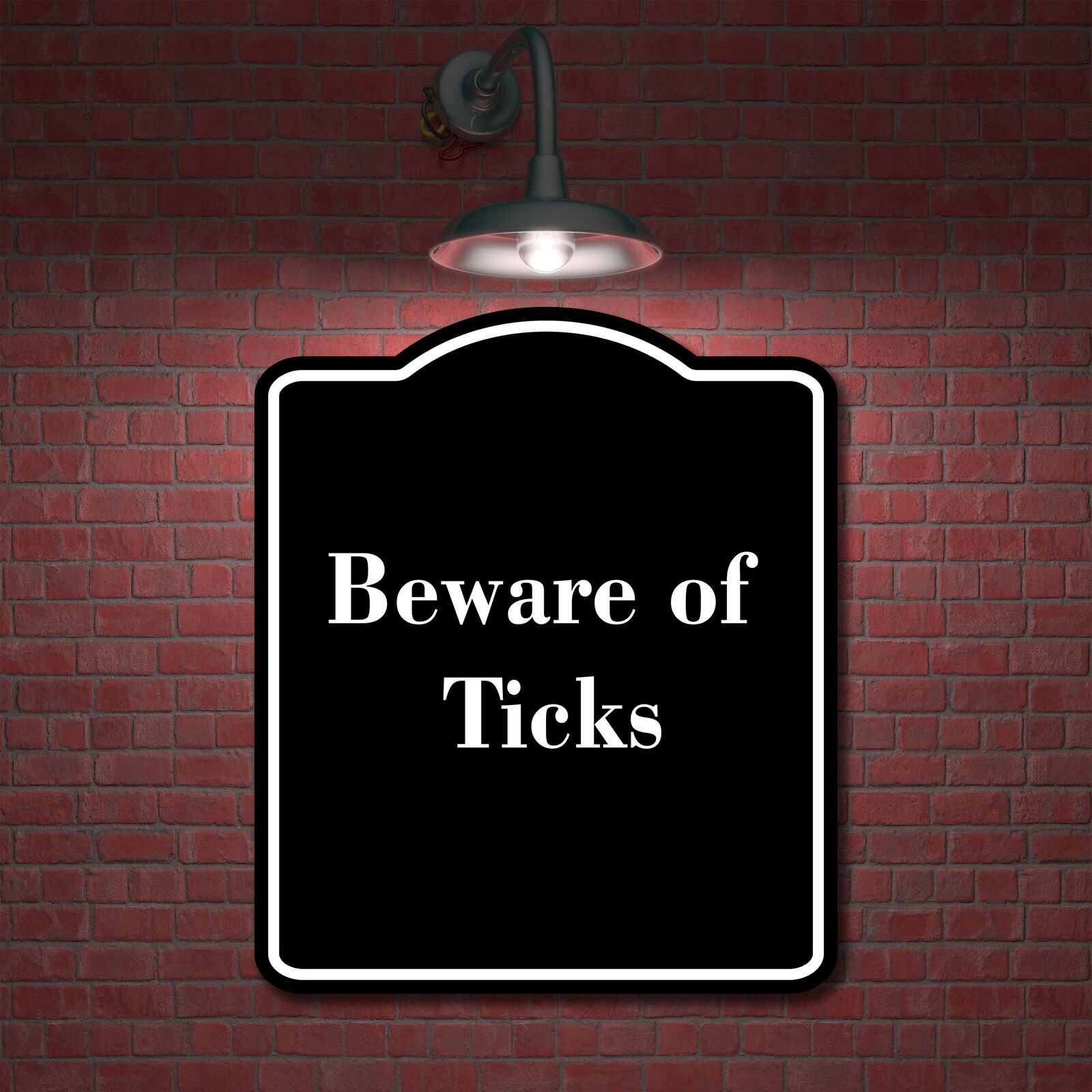 Beware of Ticks BLACK Aluminum Composite Sign