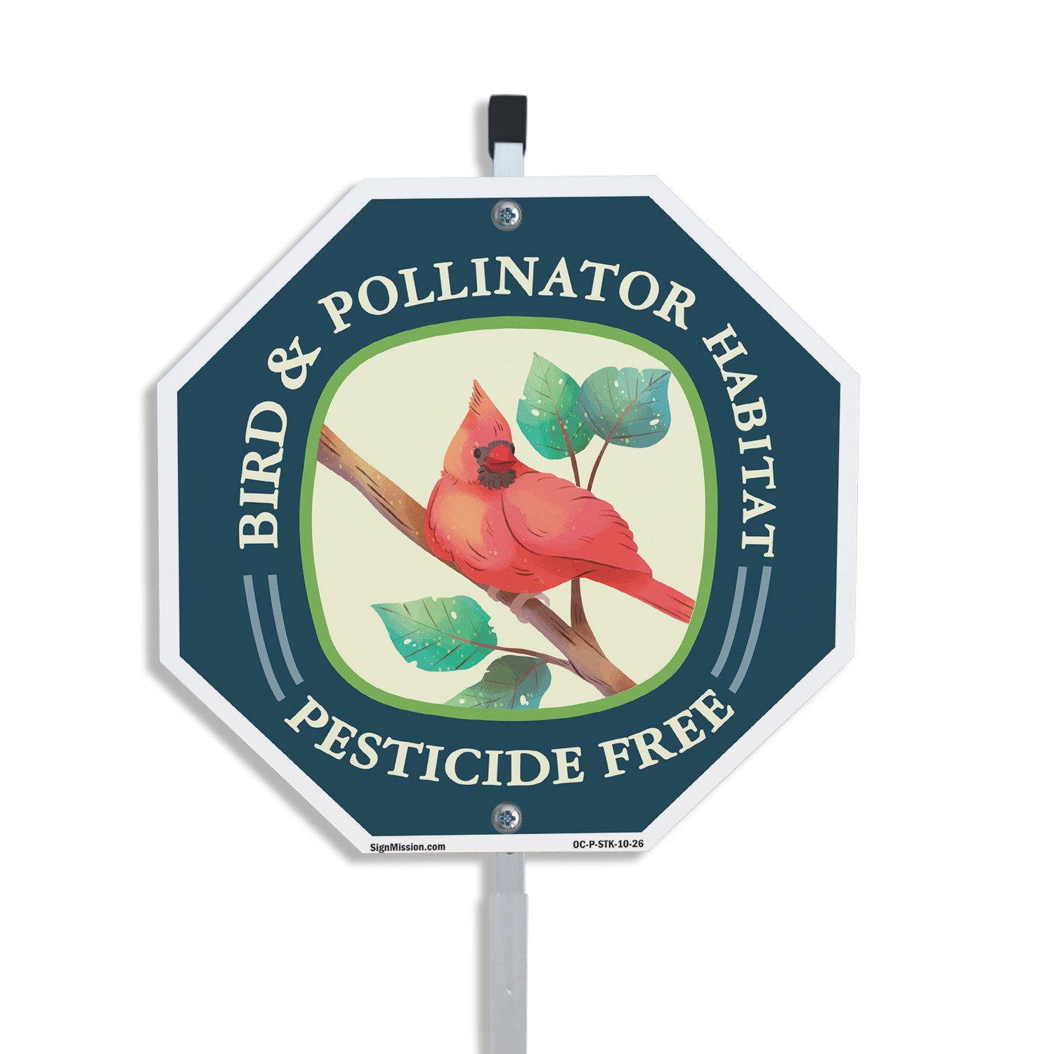 Bird & Pollinator Habitat Pestici Octagon Sign With Stake Weather Resistant