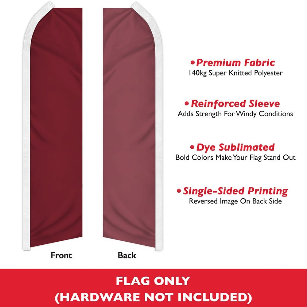 Solid Color Burgundy Advertising Swooper Feather Flutter Flag Red Flag