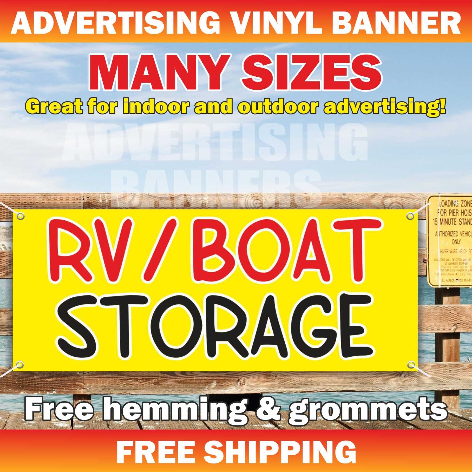 RV BOAT STORAGE advertising Banner Vinyl Mesh Sign Retail Space Lease Parking
