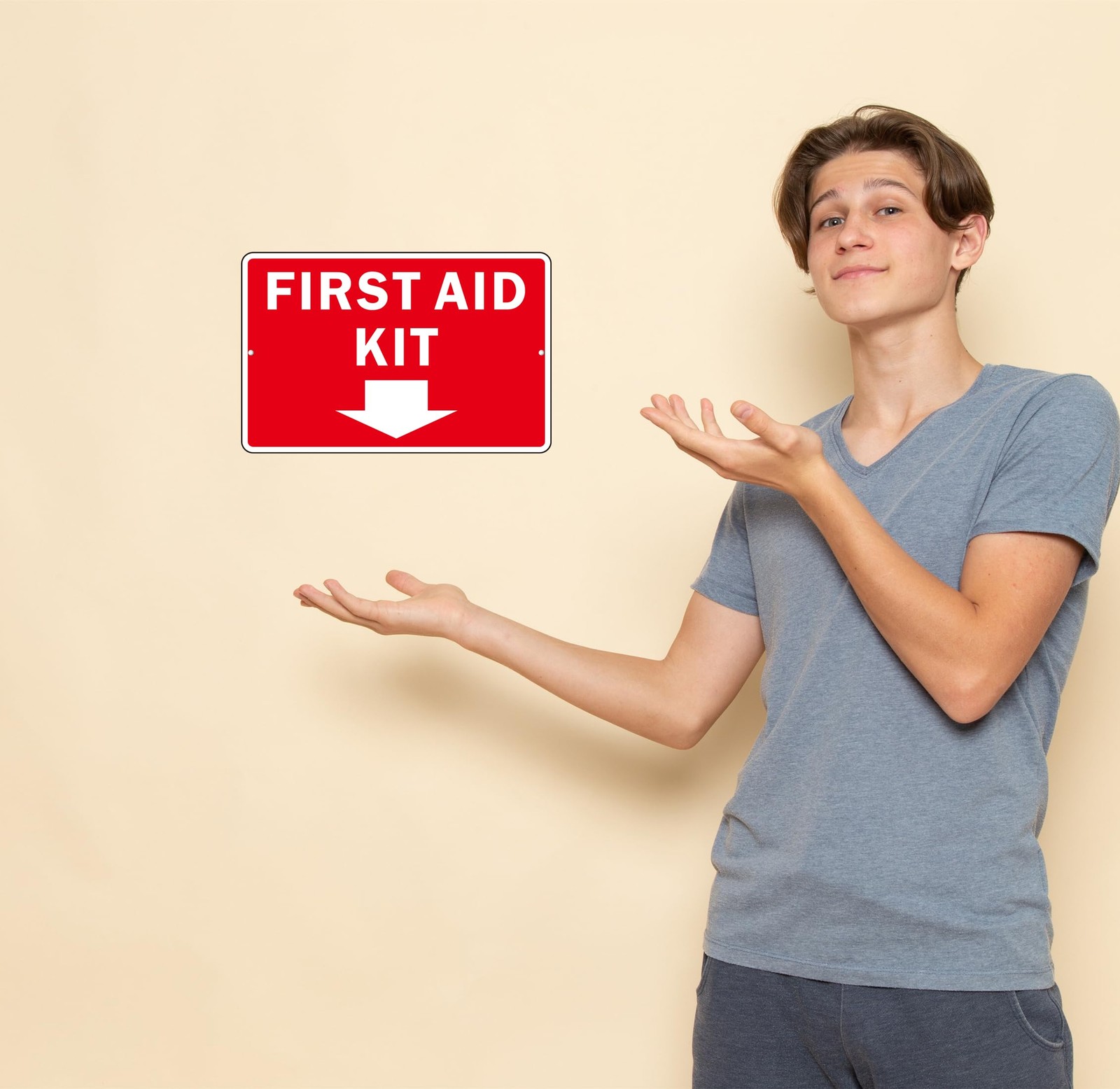 First Aid Sign, (2 Pack) Self Adhesive First Aid Kit Sign for Wall, Aluminum …