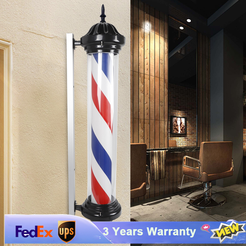 Barber Pole Light Barber Shop Rotating LED Sign Light Hair Salon Pole Light Lamp