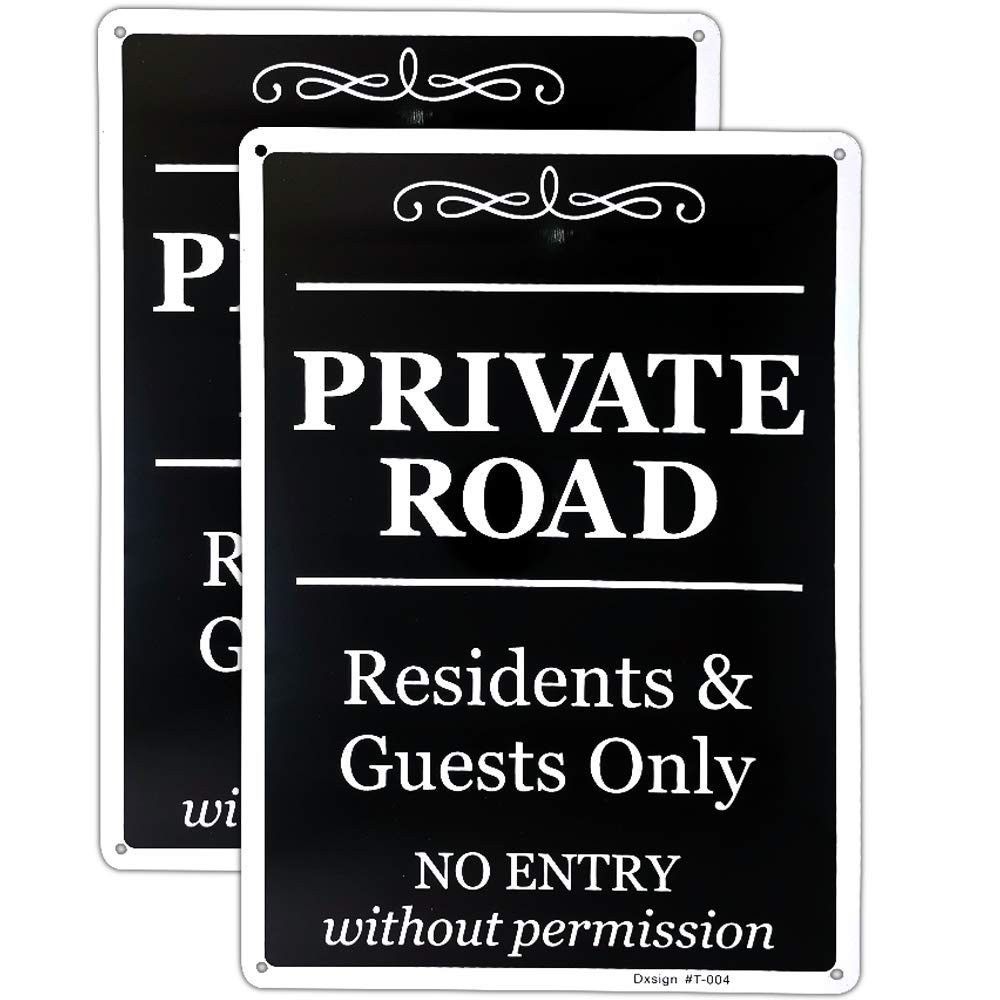 2 Pack Private Road Sign, Residents & Guests Only Access, No Entry Without Permi