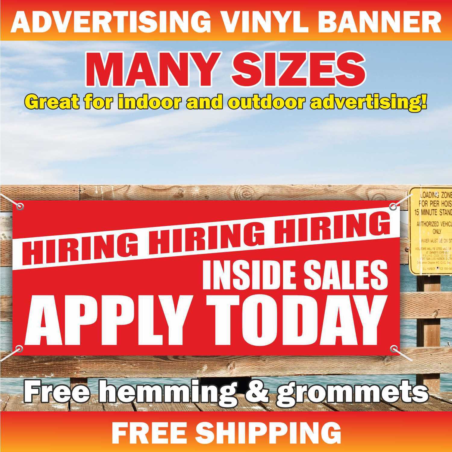 HIRING APPLY INSIDE SALES Advertising Banner Vinyl Mesh Sign job shop bar buffet
