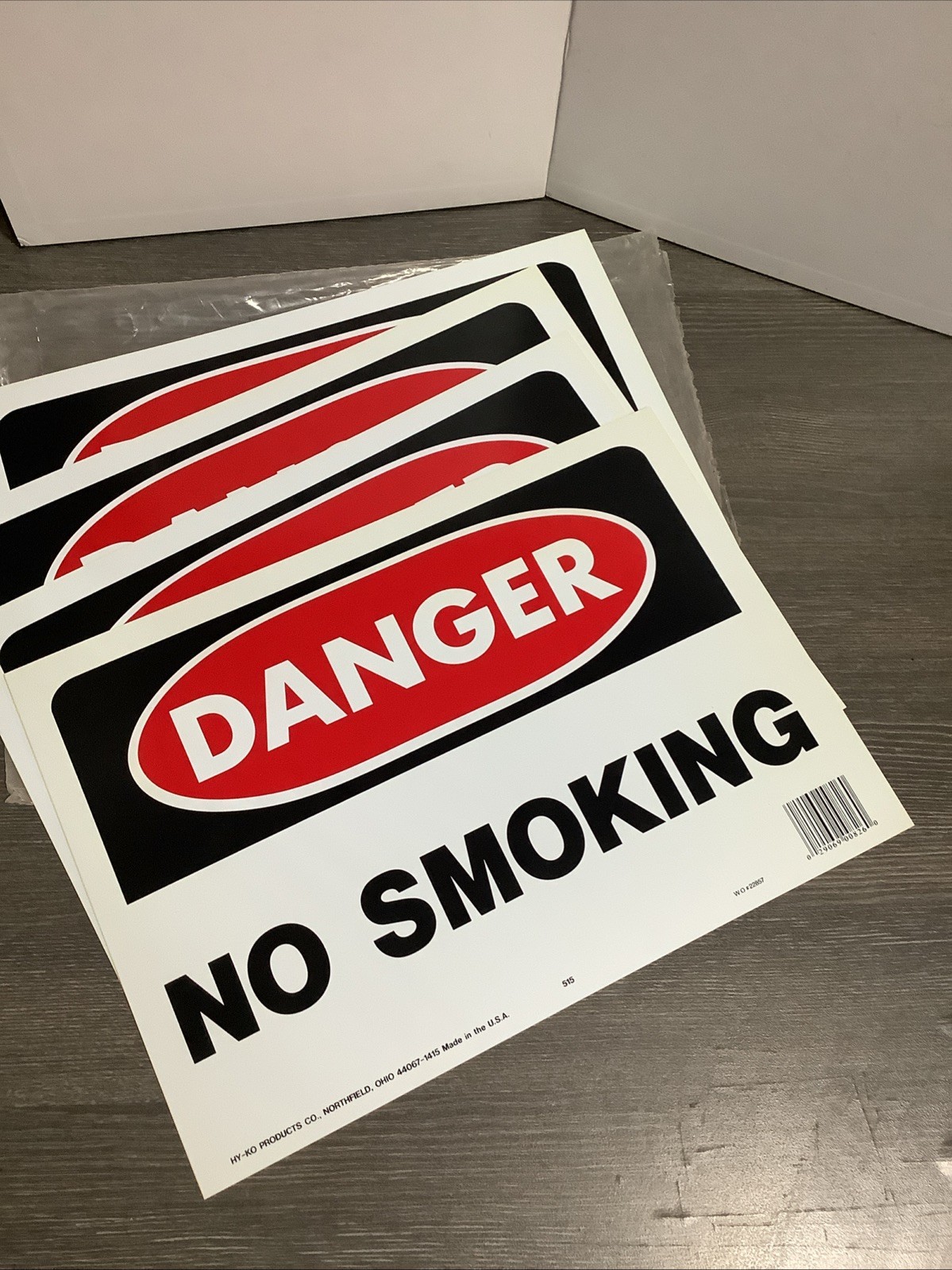 Hy-Ko™ Danger No Smoking Sign 10″ x 14″ Lot Of 4 NOS