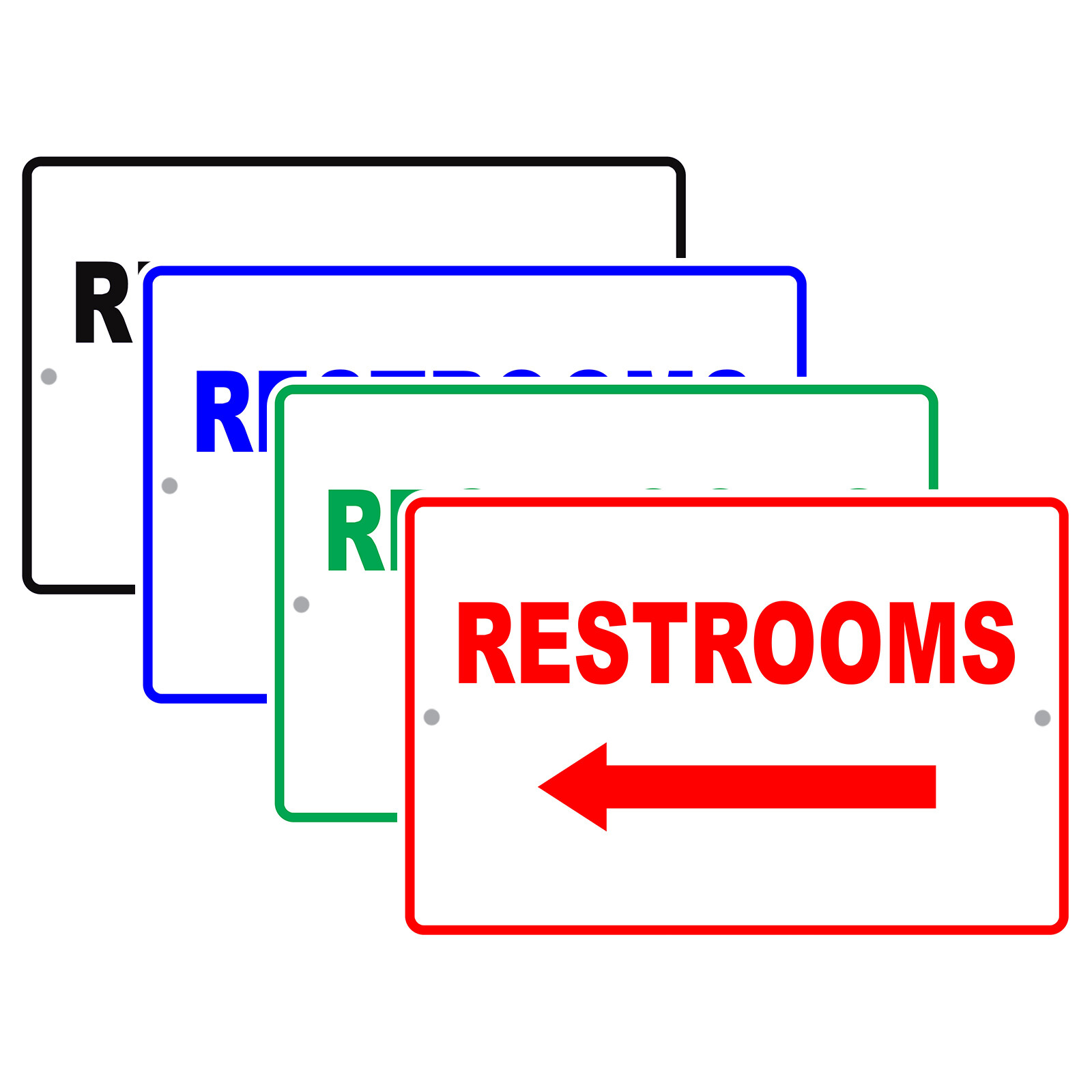 Restrooms With Left Arrow Hotels Awareness Notice Wall Decor Aluminum Metal Sign