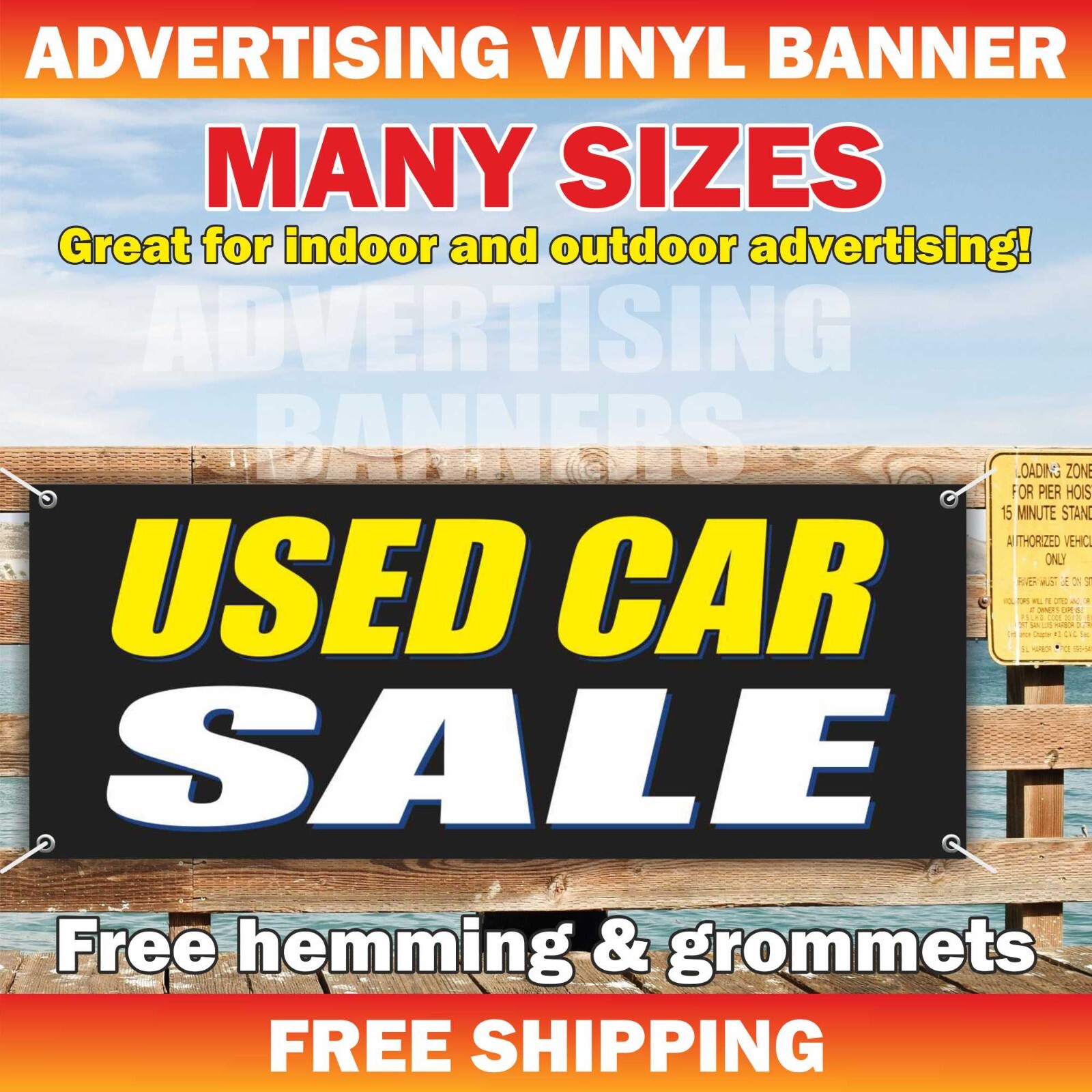 USED CAR SALE Advertising Banner Vinyl Mesh Sign Service AUTOS USADOS Auto Body