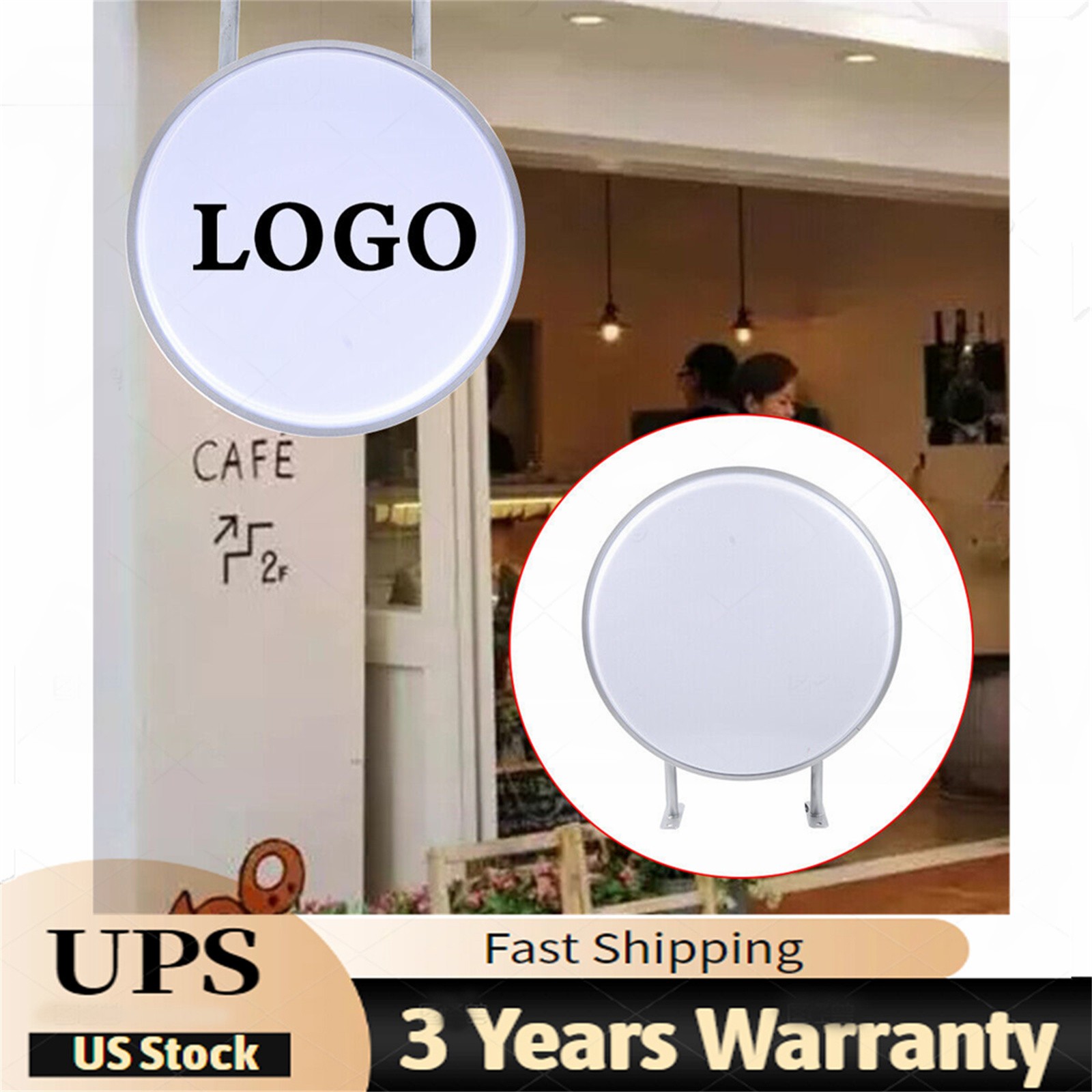 20″ LED Double Sided Round Light Box Outdoor Sign Advertising Projecting Light~