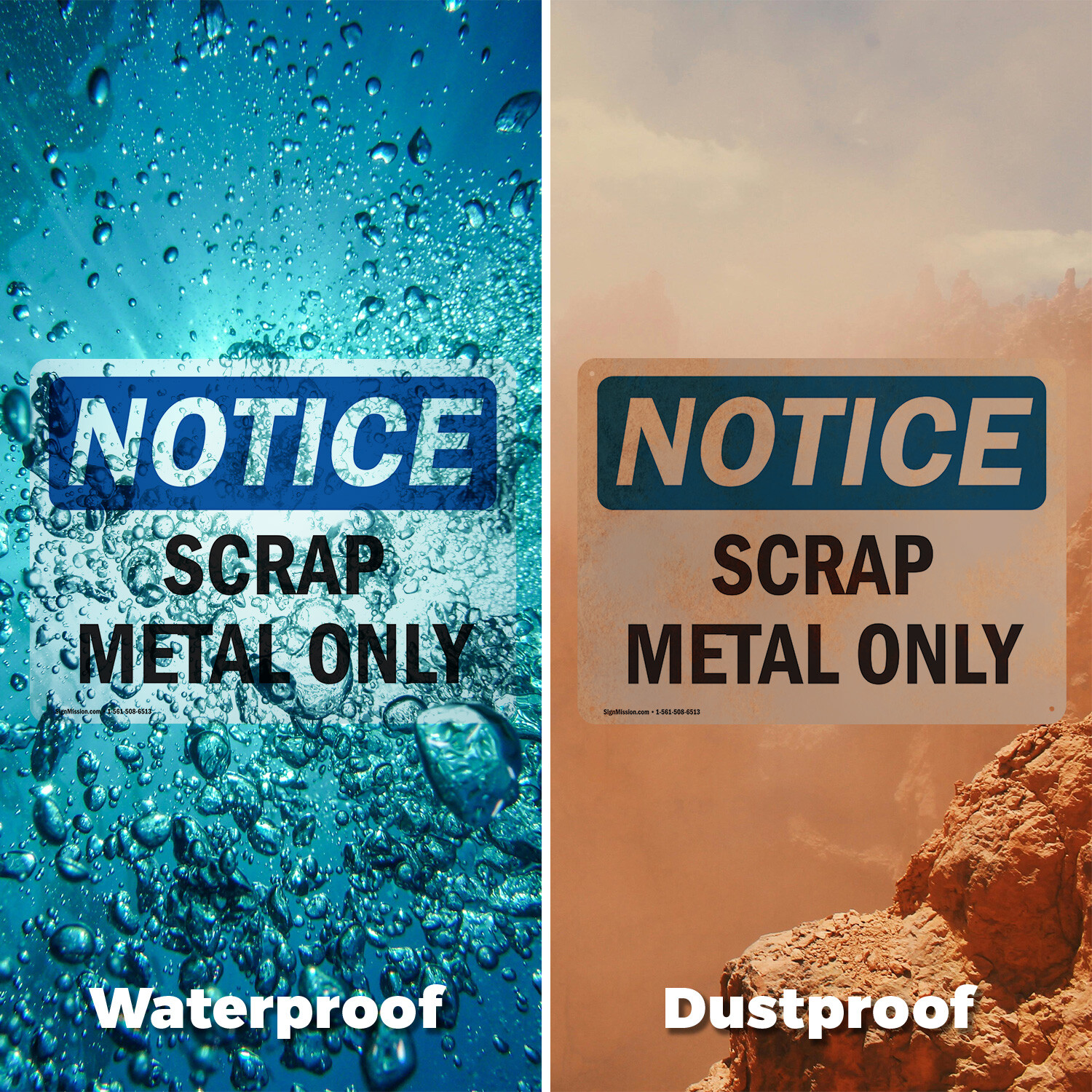 (2 Pack) Scrap Metal Only OSHA Notice Sign Decal Metal Plastic