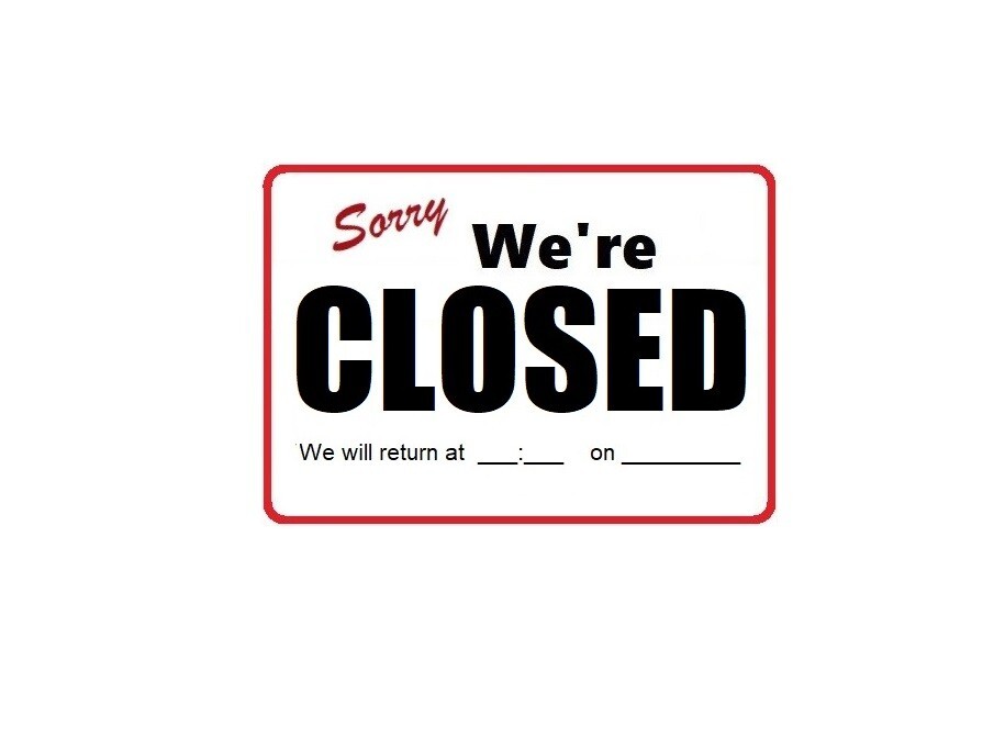 OPEN/CLOSED 30x22cm Laminated Paper Sign + marker with eraser + suction