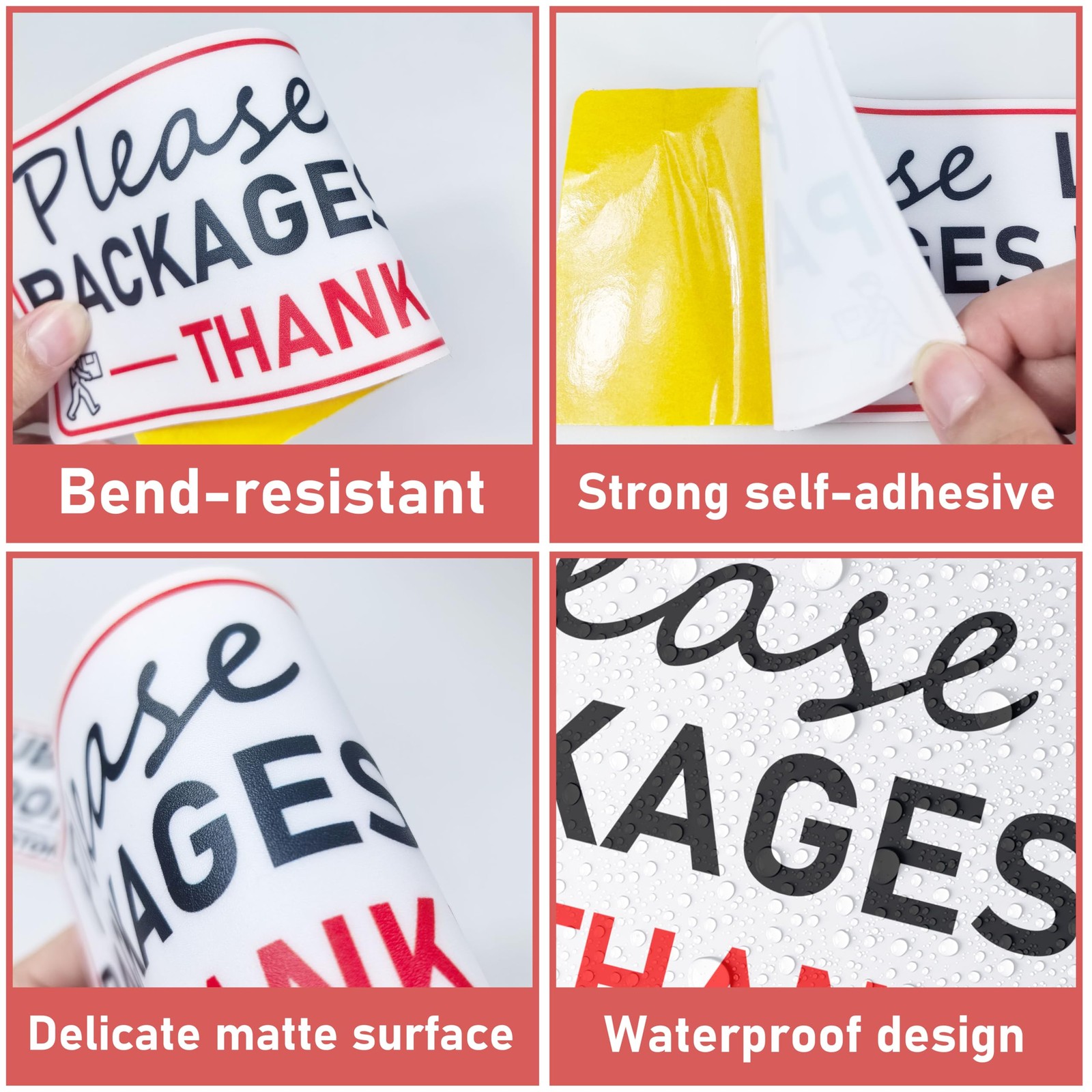 4Pcs Please Leave Package in Sticker for Home, 3.5×9 inch -Adhesive Delivery …