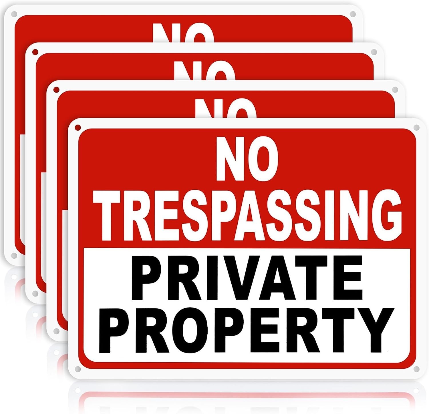 4 Pack Large No Trespassing Signs Private Property – 14X10 Inch 40 Mil Heavy Dut
