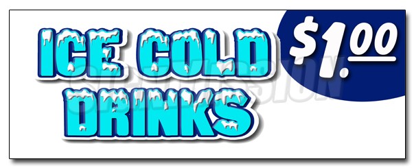 ICE COLD DRINKS $1.00 DECAL sticker iced extra large soda thirst quencher