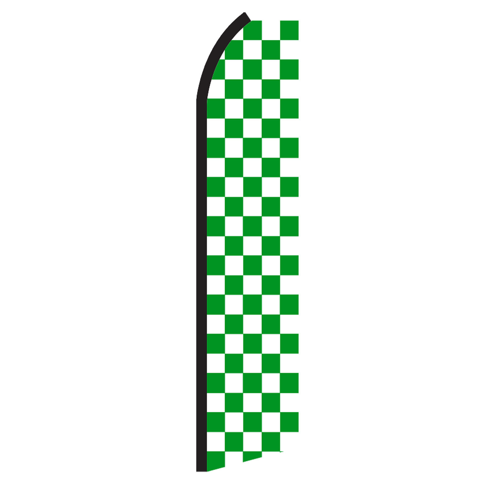 Checkered Flag Flutter Feather Banner Swooper Green & White